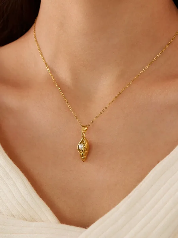 Vintage Golden Conch Pearl Necklace sold by Retro Stage