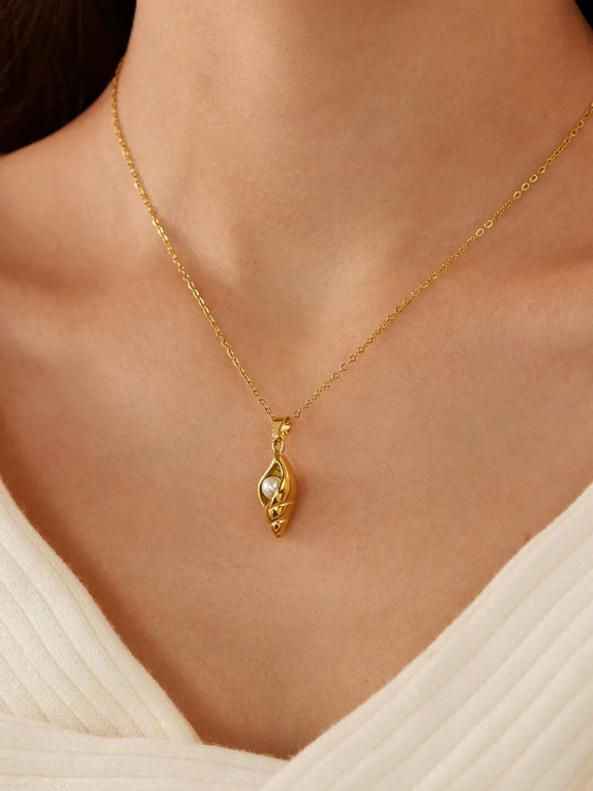 Vintage Golden Conch Pearl Necklace sold by Retro Stage