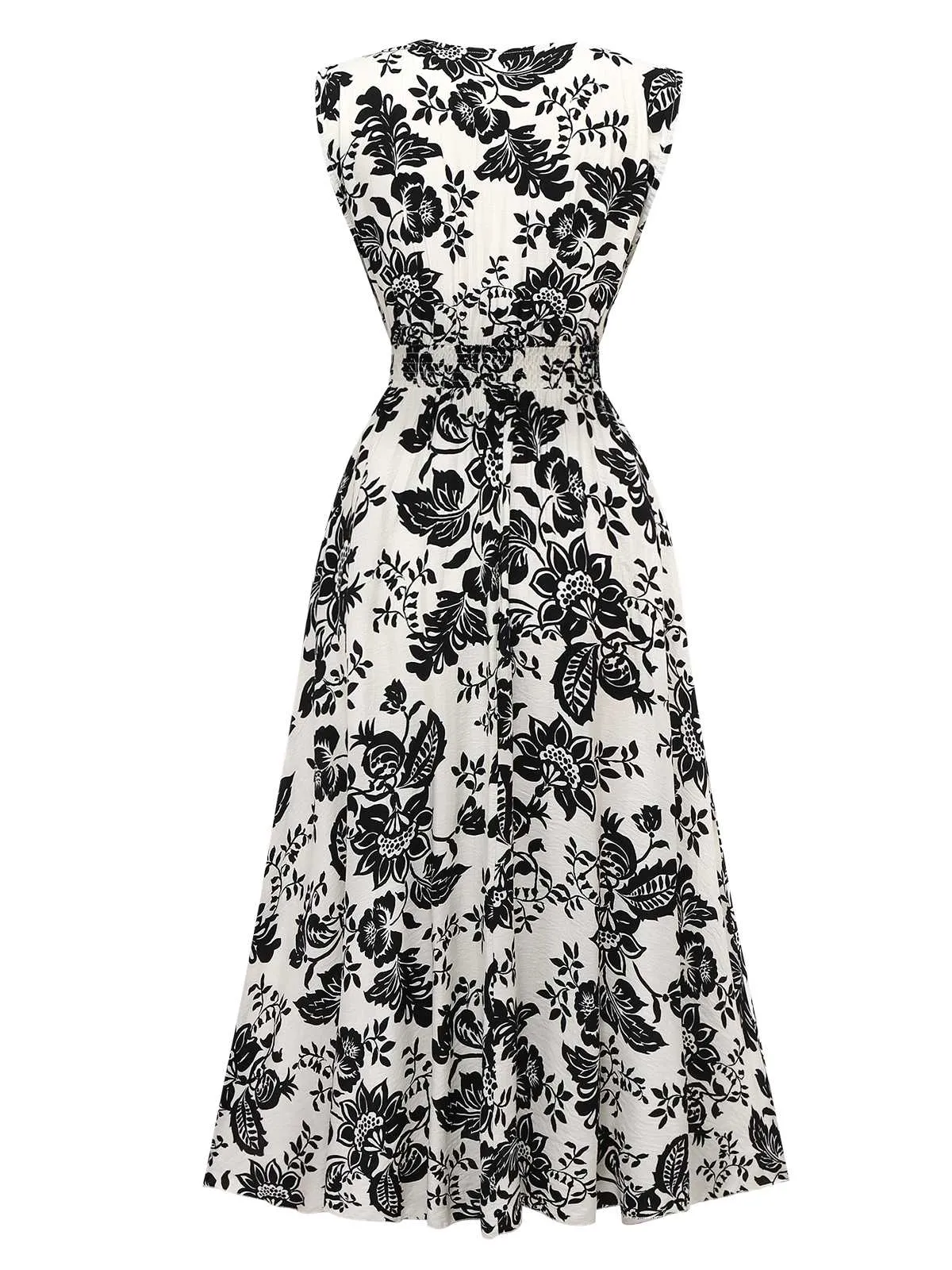 1970s V-Neck Floral Cap Sleeve Midi Dress sold by Retro Stage product image thumbnail 2