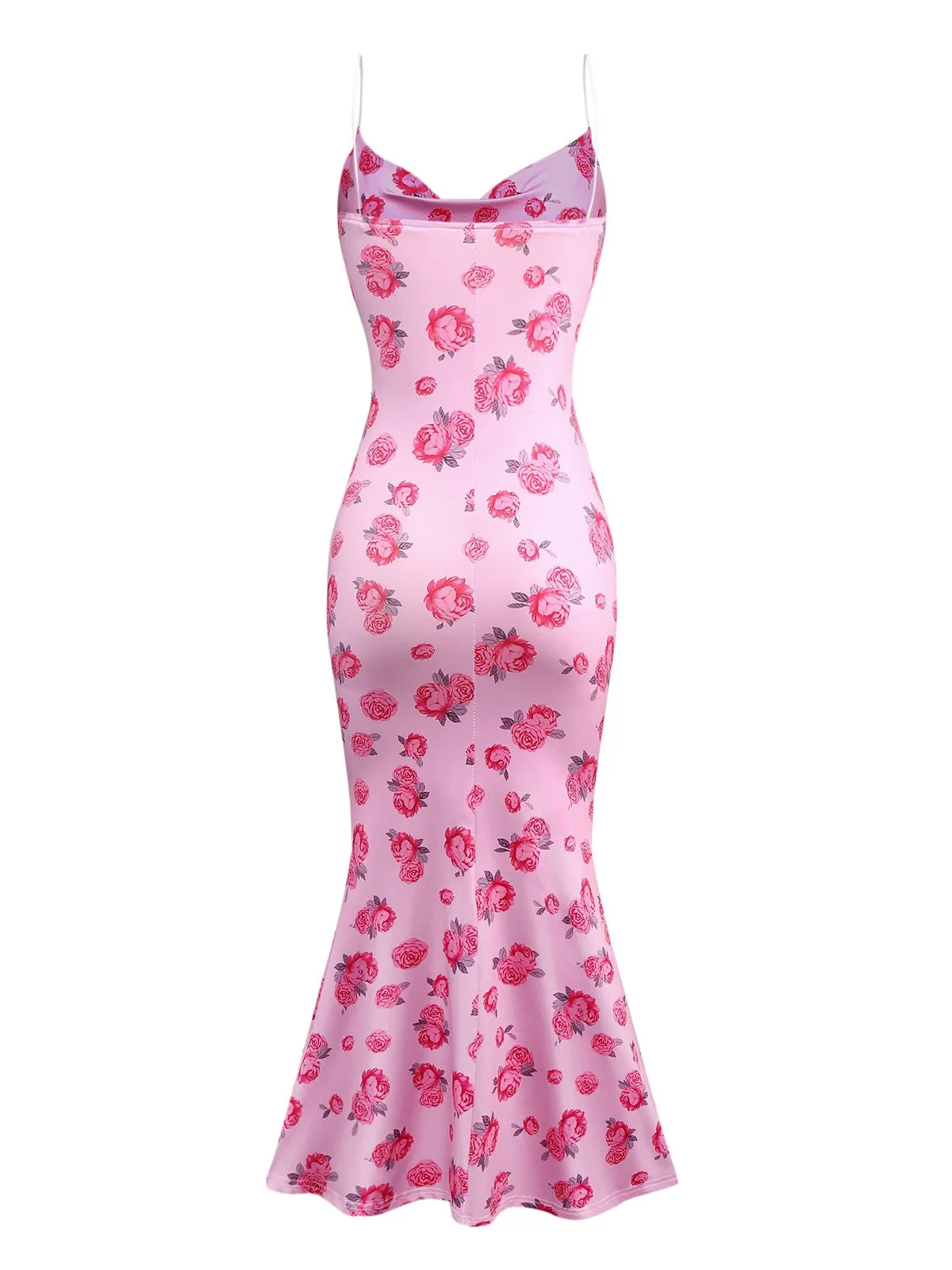 Pink 1930s Rose Cowl Neck Fishtail Dress sold by Retro Stage product image thumbnail 2