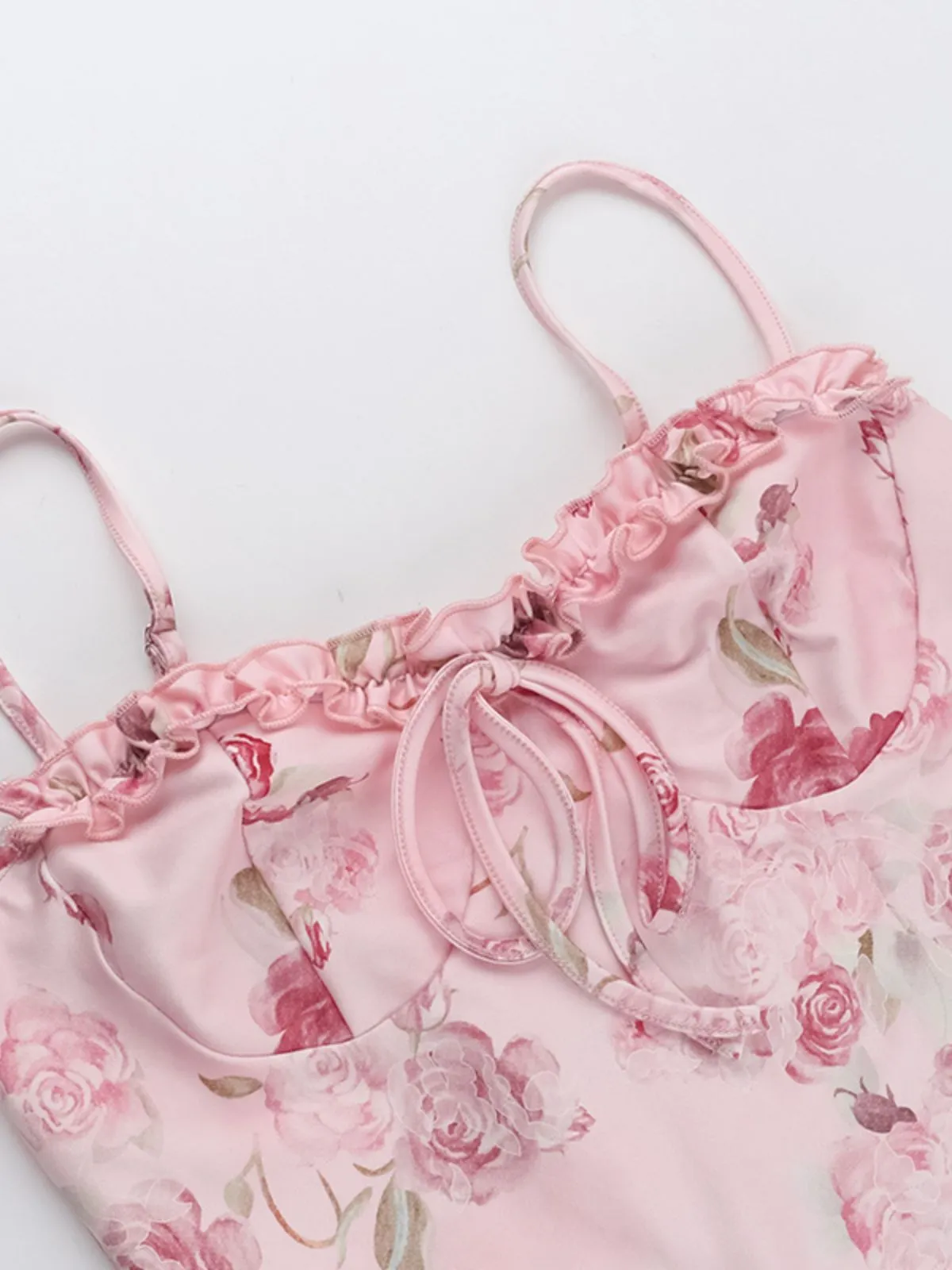 Pink 1960s Spaghetti Strap Roses Nightgown sold by Retro Stage product image thumbnail 5