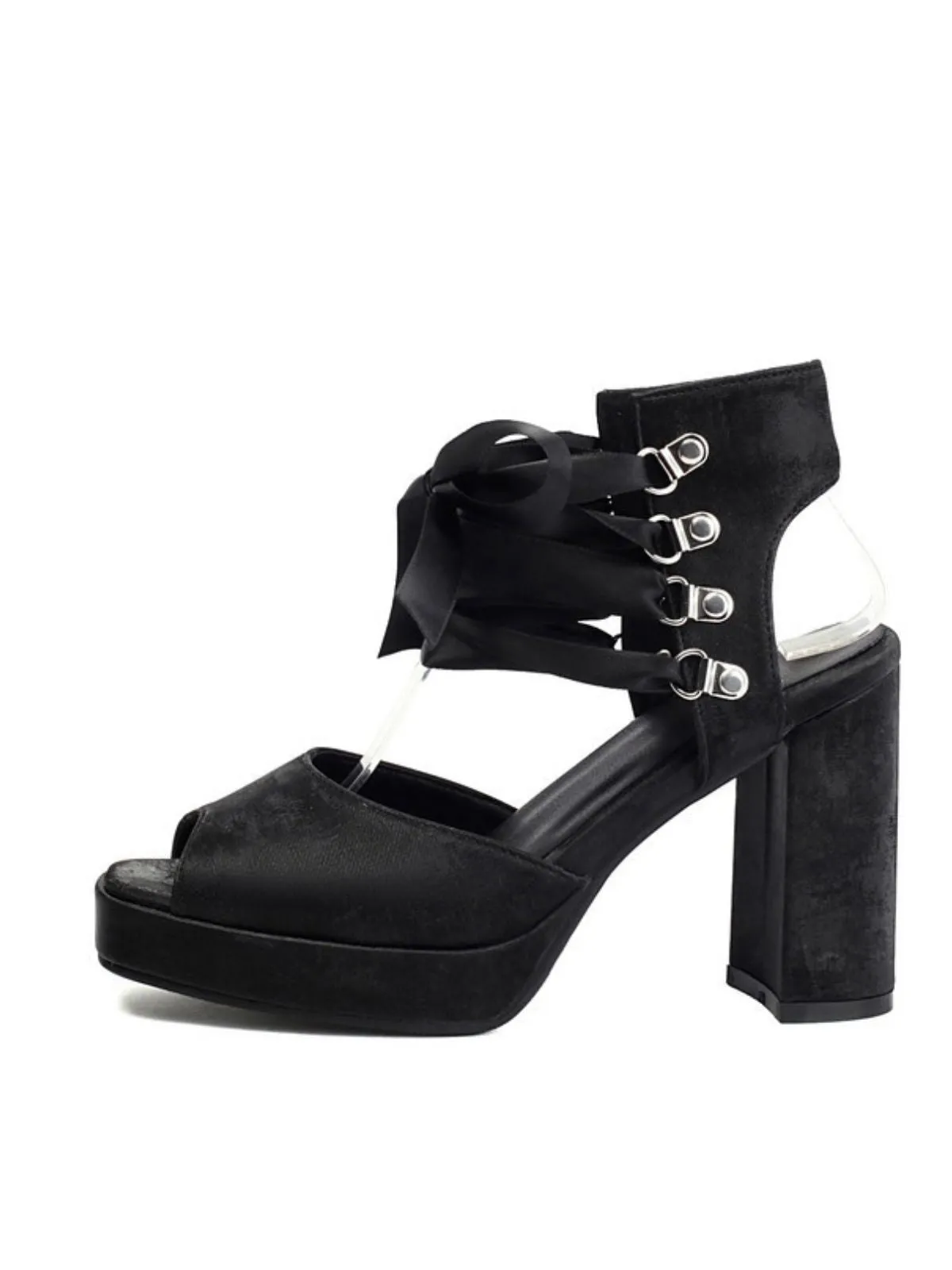 Ribbon Bow Lace-Up Chunky Heel Sandals sold by Retro Stage product image thumbnail 4