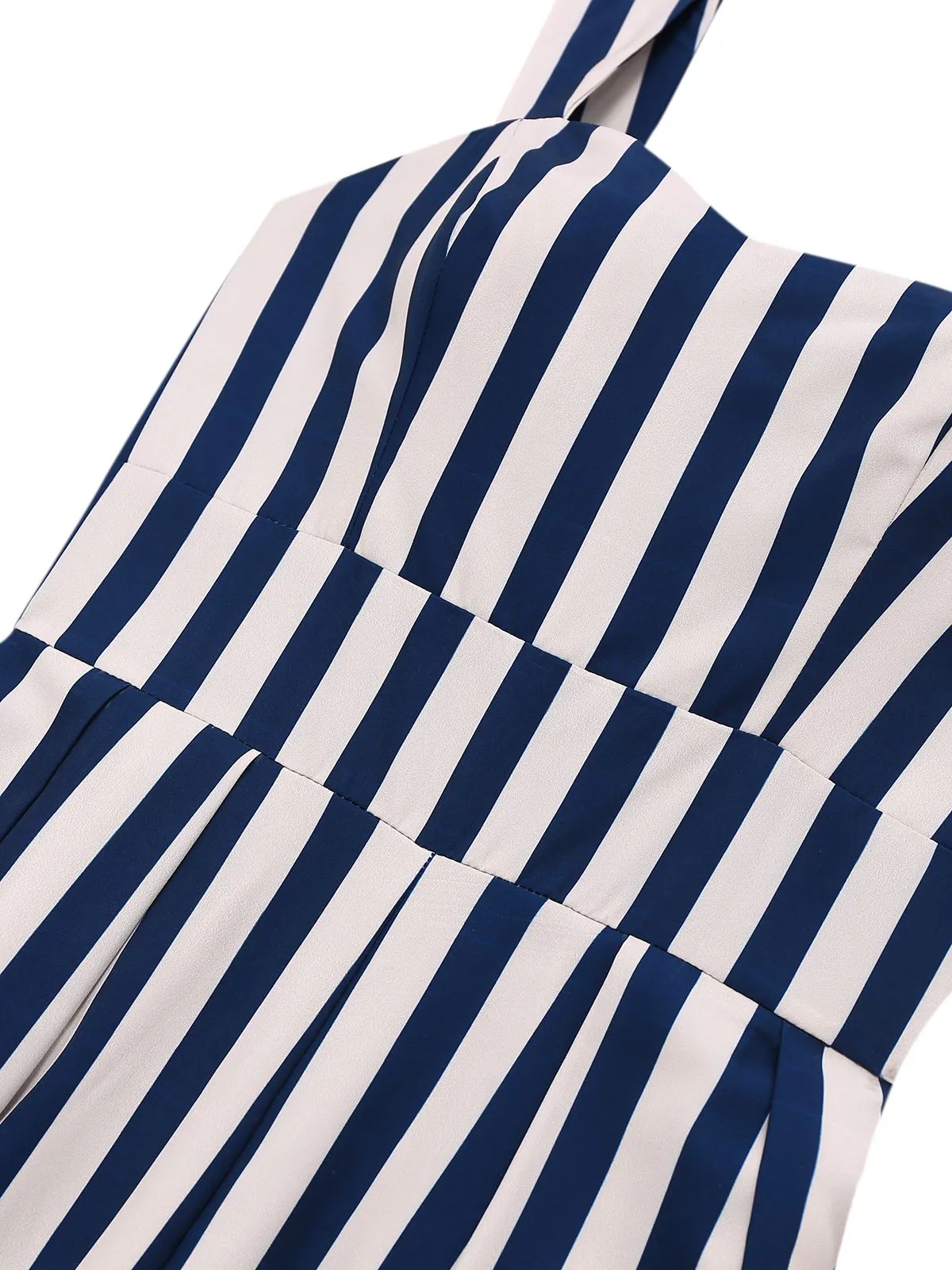 Blue 1930s Vertical Stripes Palm Trees Jumpsuit sold by Retro Stage product image thumbnail 4