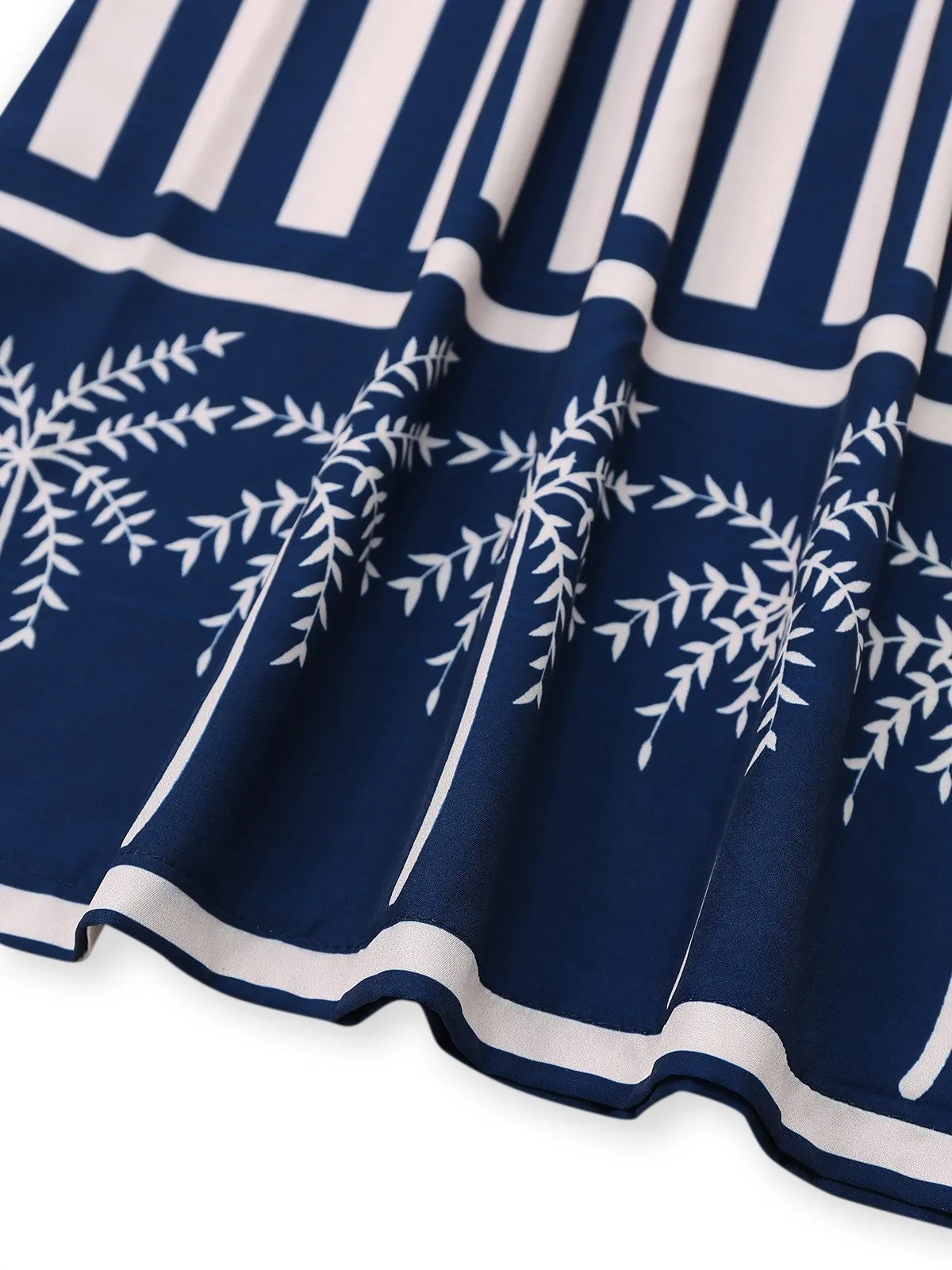 Blue 1930s Vertical Stripes Palm Trees Jumpsuit sold by Retro Stage product image thumbnail 5
