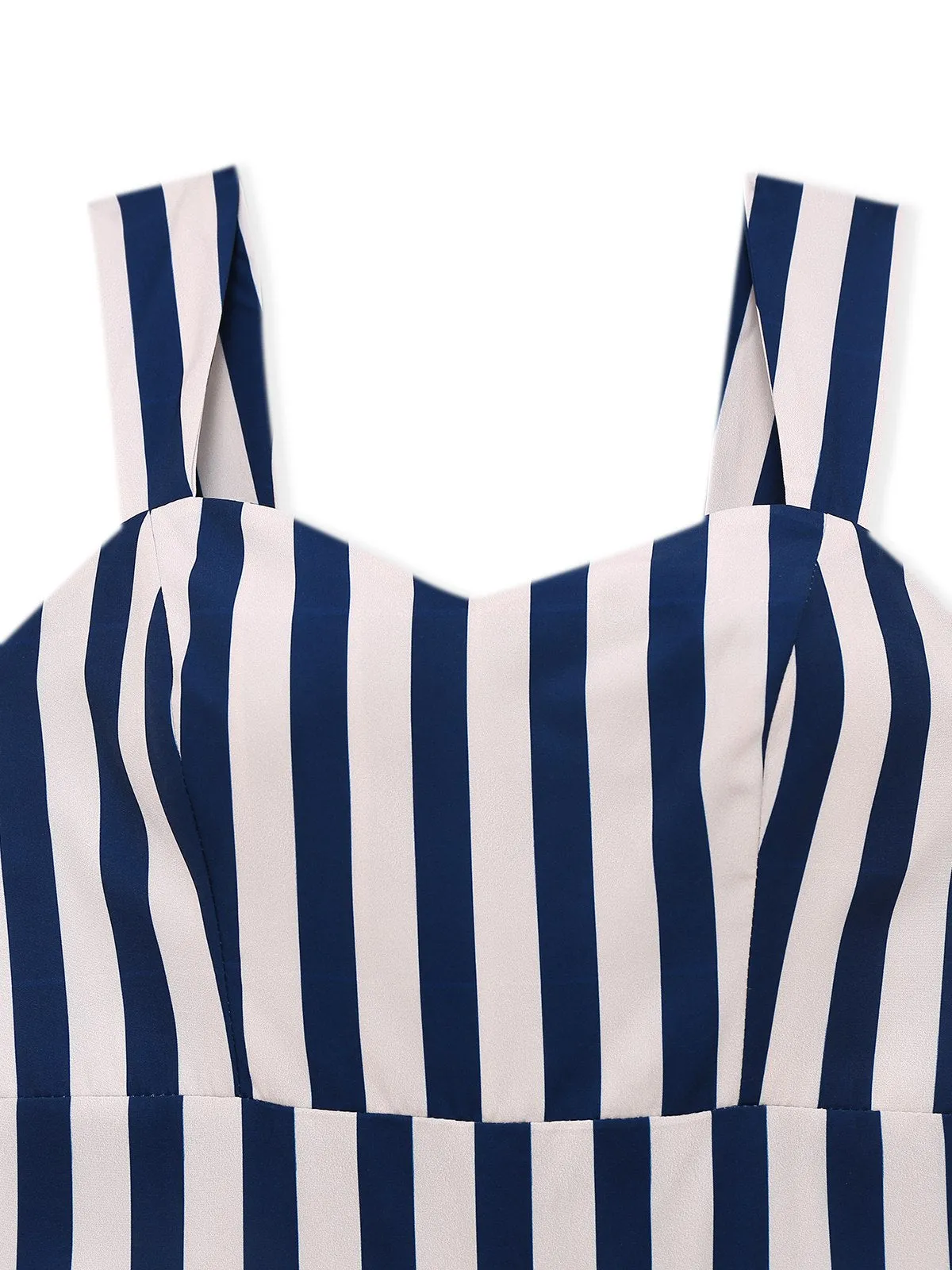 Blue 1930s Vertical Stripes Palm Trees Jumpsuit sold by Retro Stage product image thumbnail 3