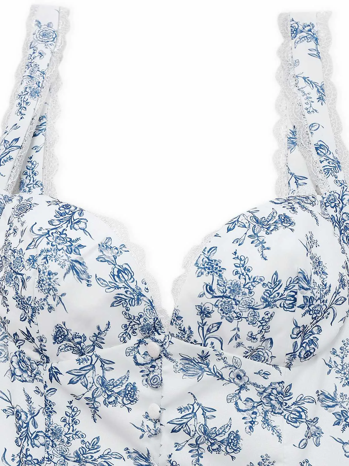 Blue 1950s Strap Floral Lace Corset Dress sold by Retro Stage product image thumbnail 3