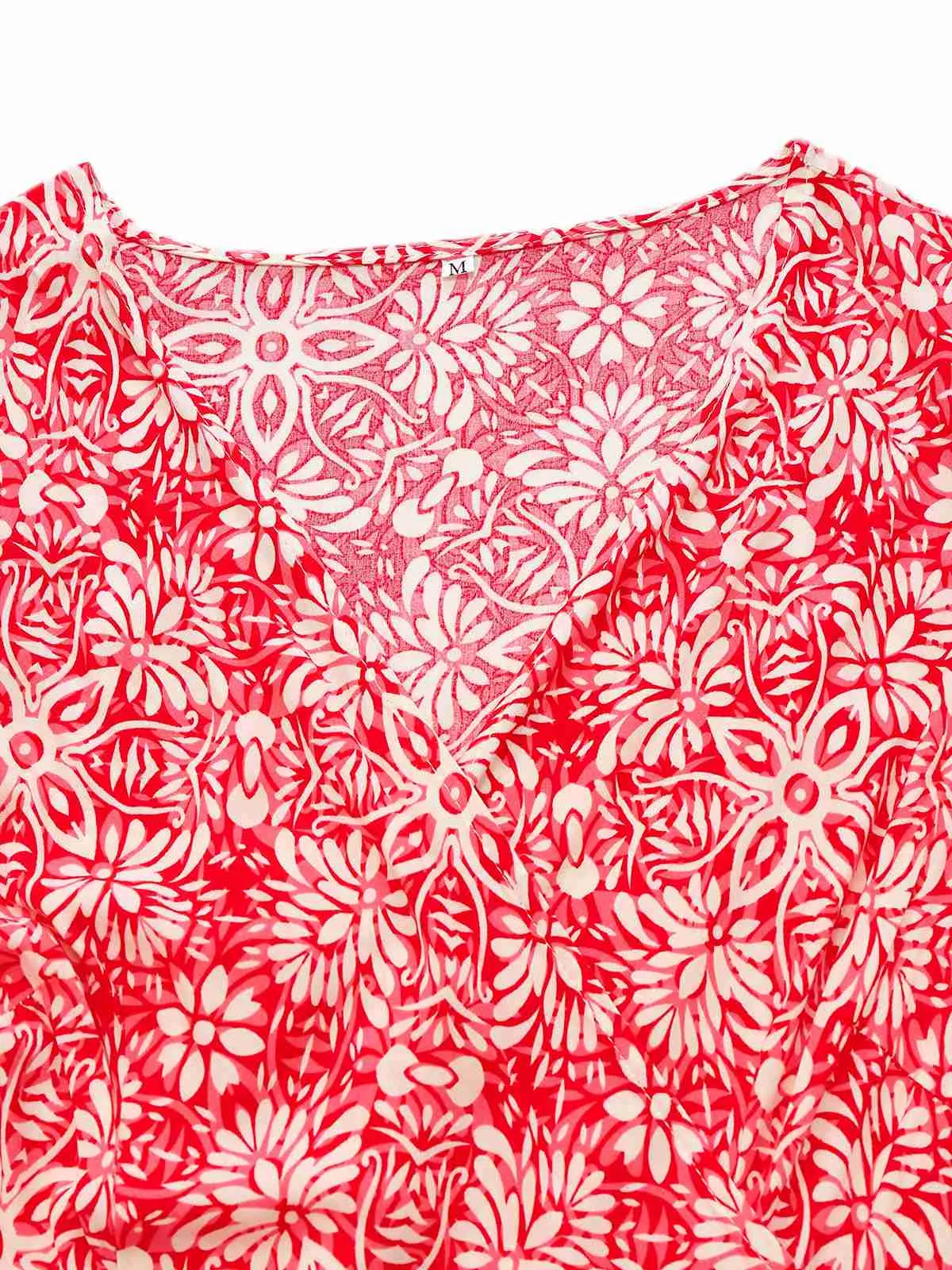 Red 1940s Boho Floral Wrap Dress sold by Retro Stage product image thumbnail 3