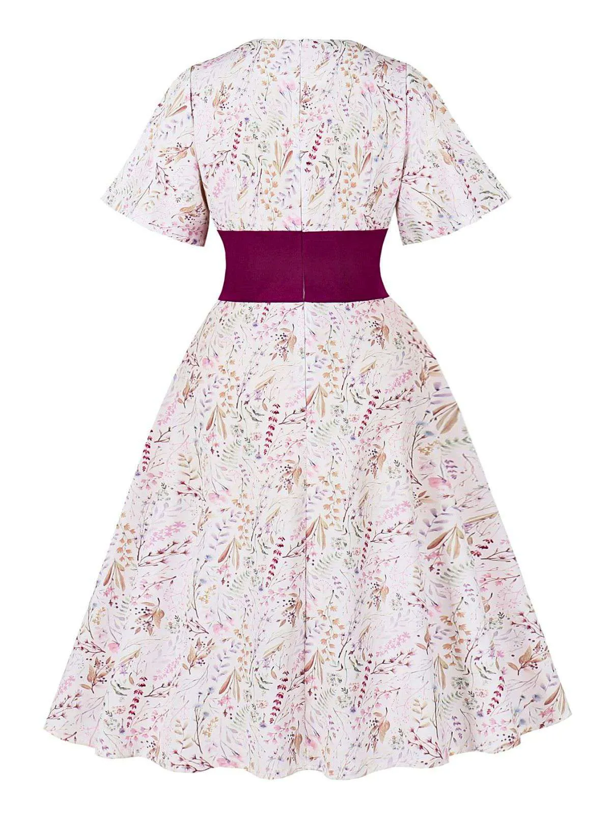 Rose Viole 1950s Sweetheart Bell Sleeves Floral Dress sold by Retro Stage product image thumbnail 2
