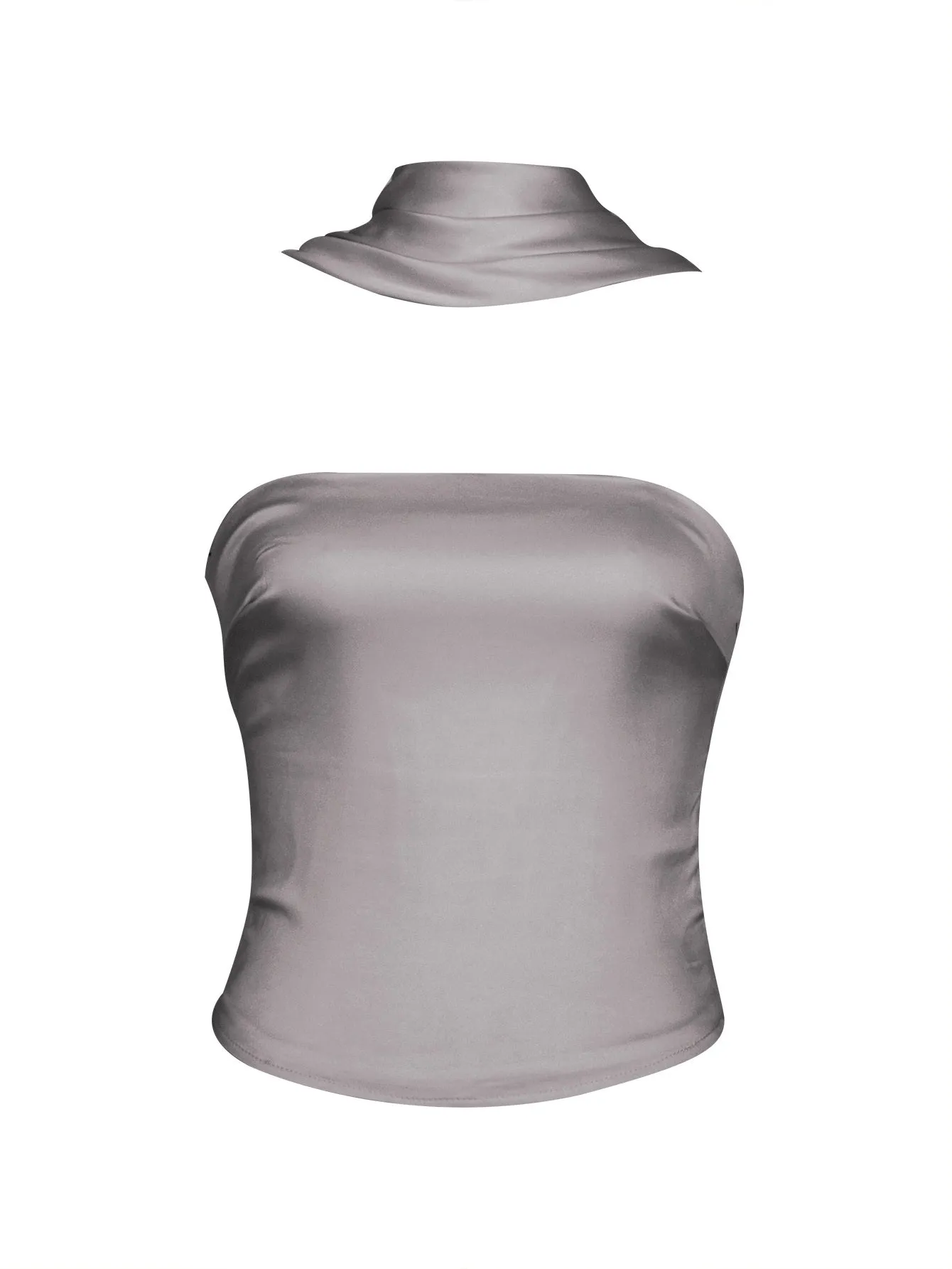 1960s Solid Satin Halter Neck Tube Top sold by Retro Stage product image thumbnail 4