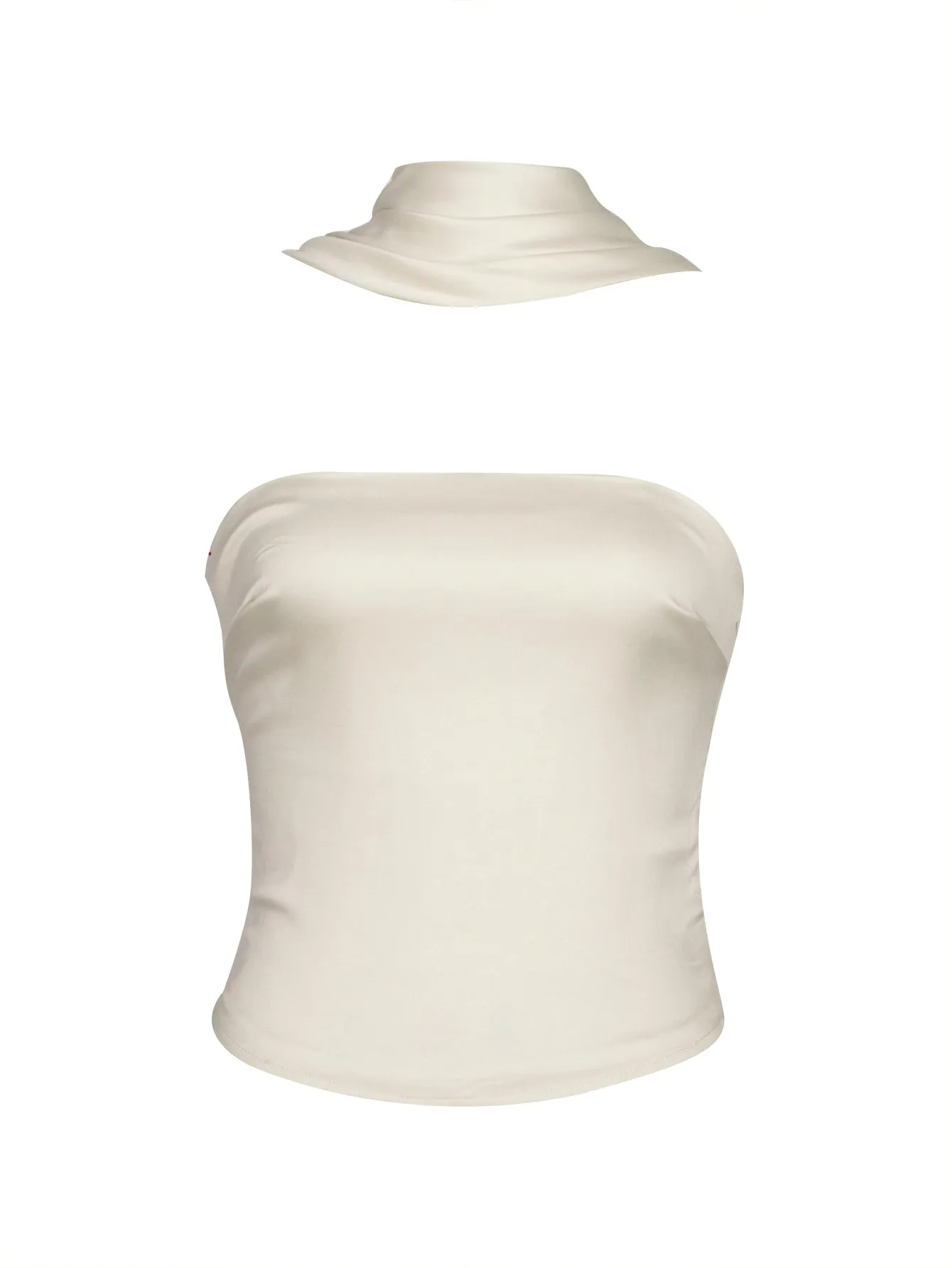 1960s Solid Satin Halter Neck Tube Top sold by Retro Stage