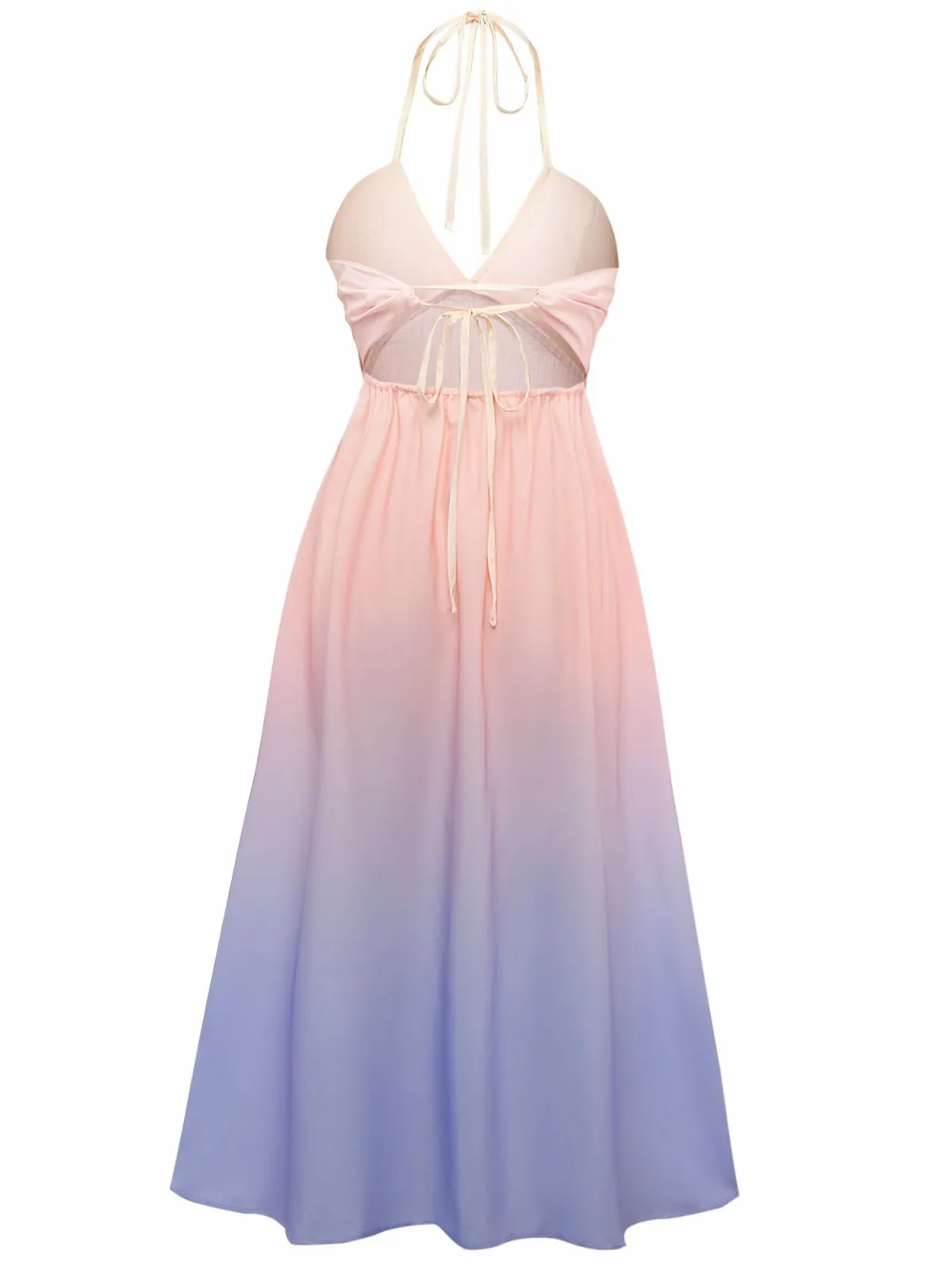 1940s Ombre Deep V-Neck Halter Dress sold by Retro Stage product image thumbnail 2