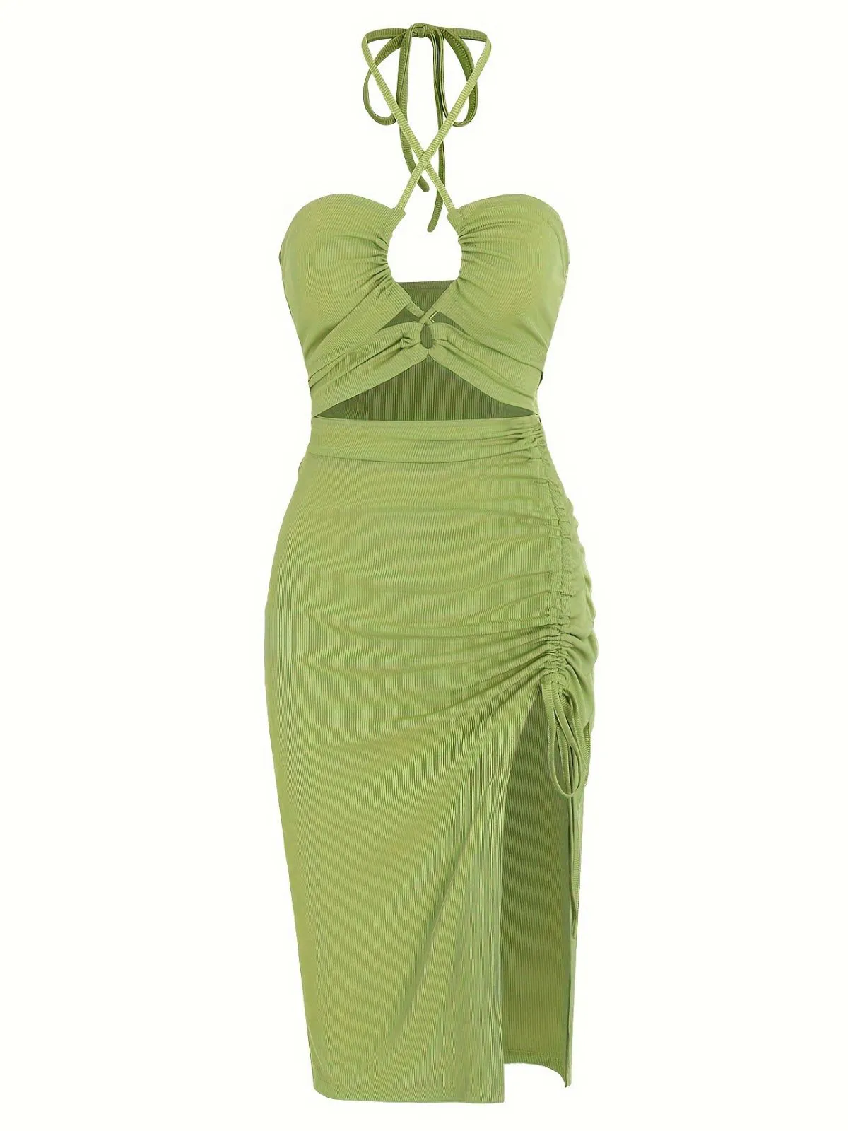 1960s Solid Drawstring Cut-Out Bodycon Dress sold by Retro Stage