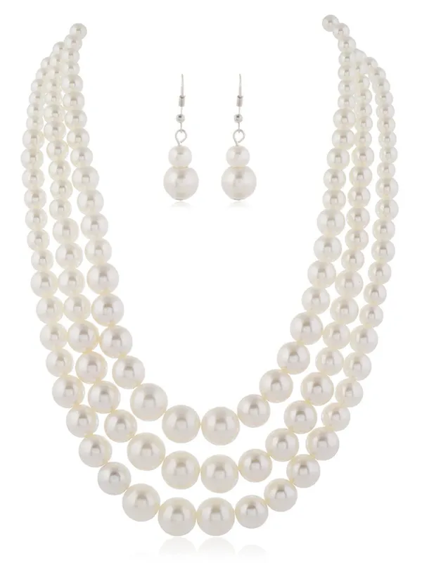 Vintage Layered Pearl Necklace & Earring Set sold by Retro Stage