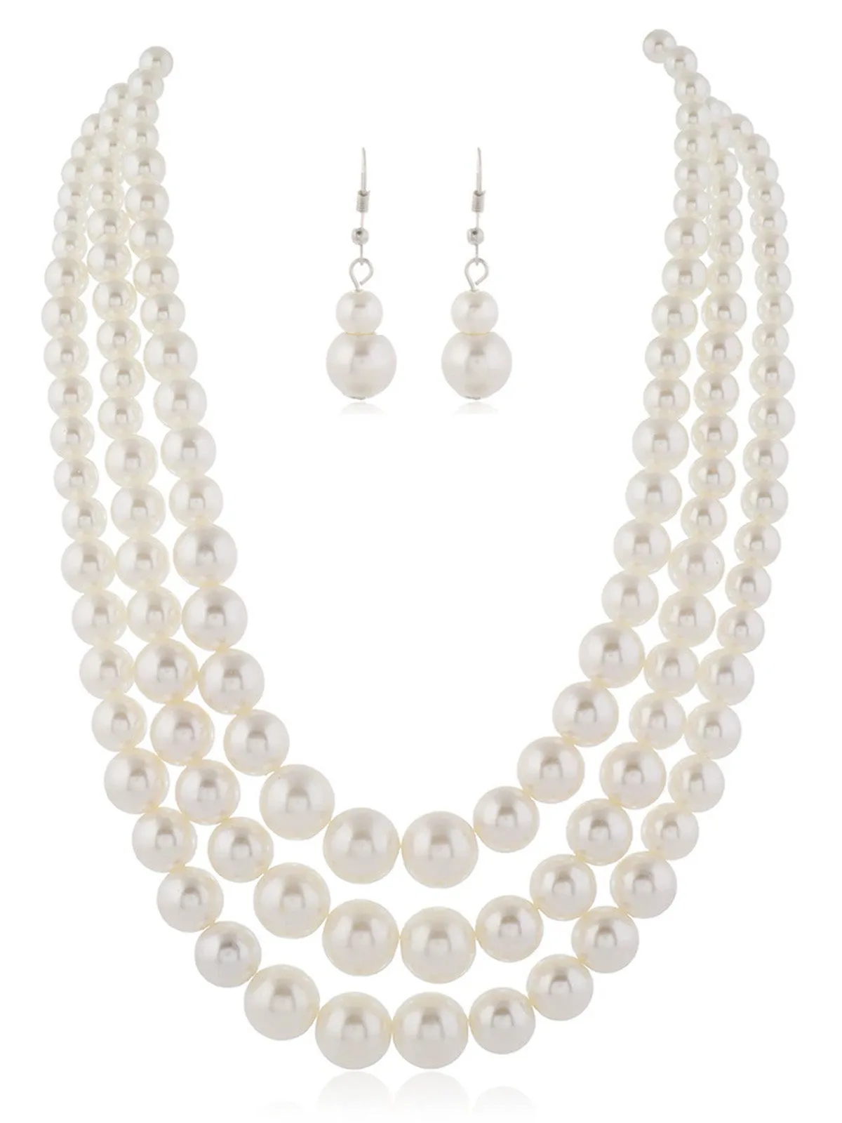 Vintage Layered Pearl Necklace & Earring Set sold by Retro Stage