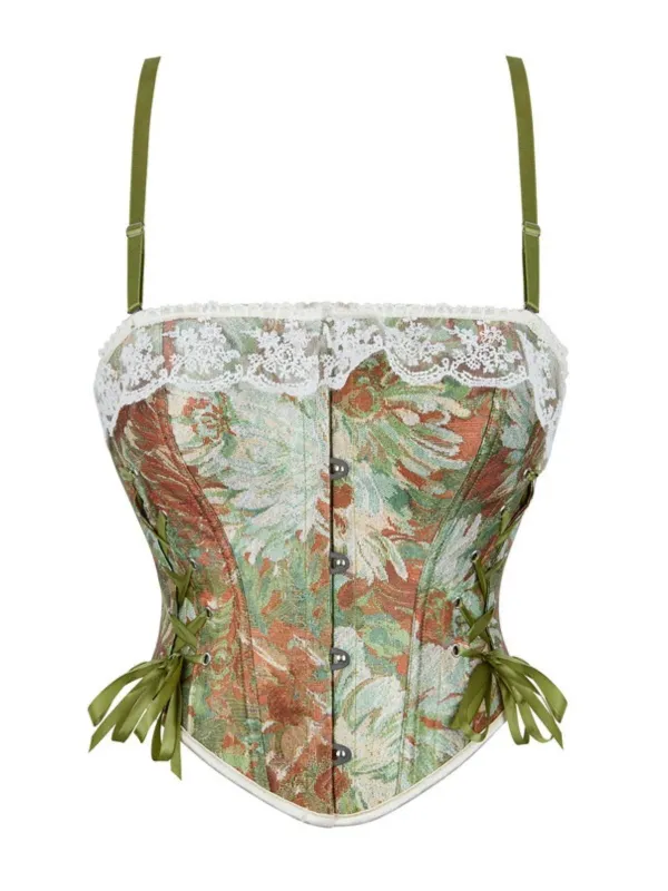 1960s Floral Lace Spaghetti Straps Corset Top sold by Retro Stage