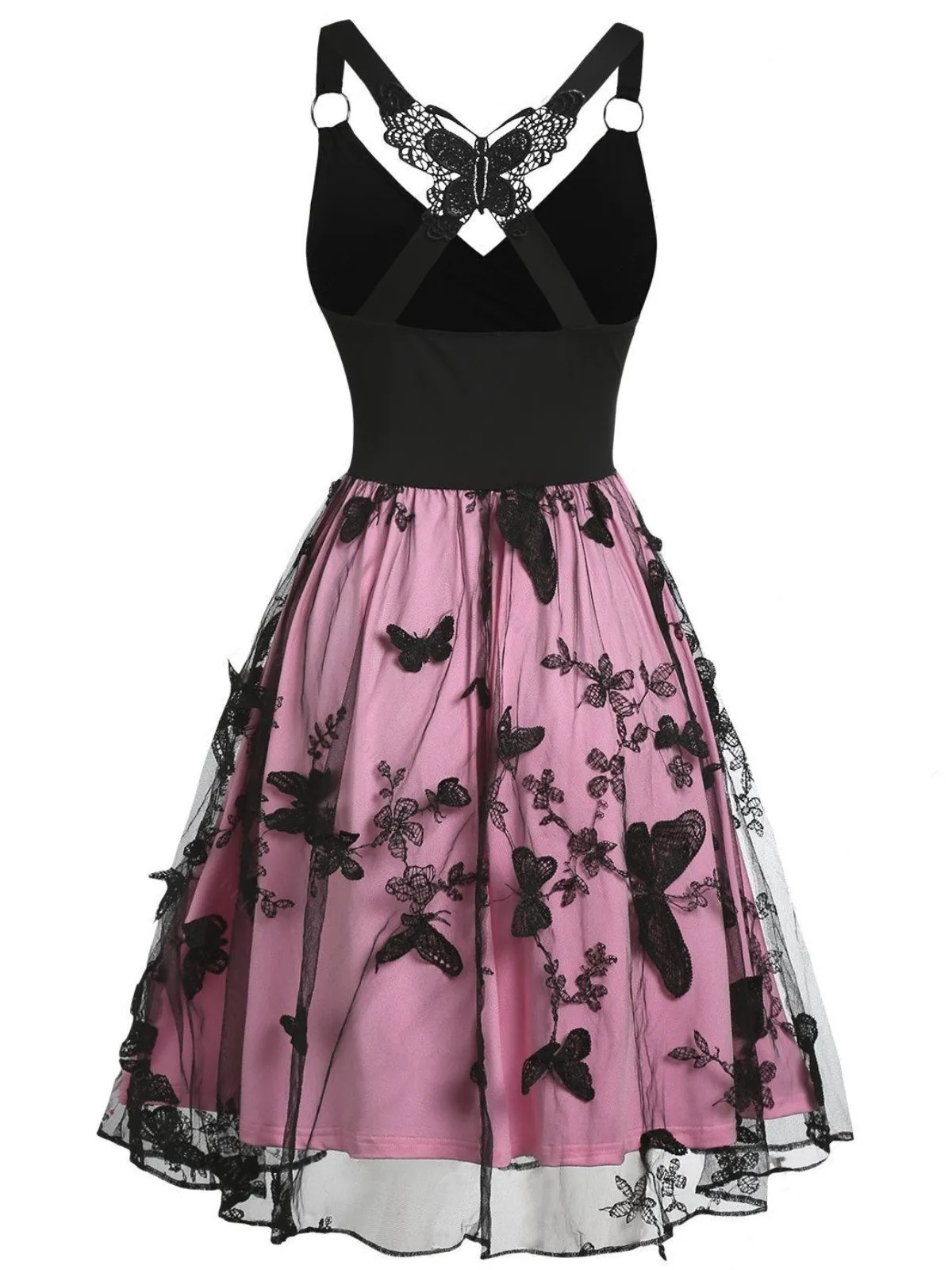 1950s 3D Butterfly Embroidered Patchwork Dress sold by Retro Stage product image thumbnail 3