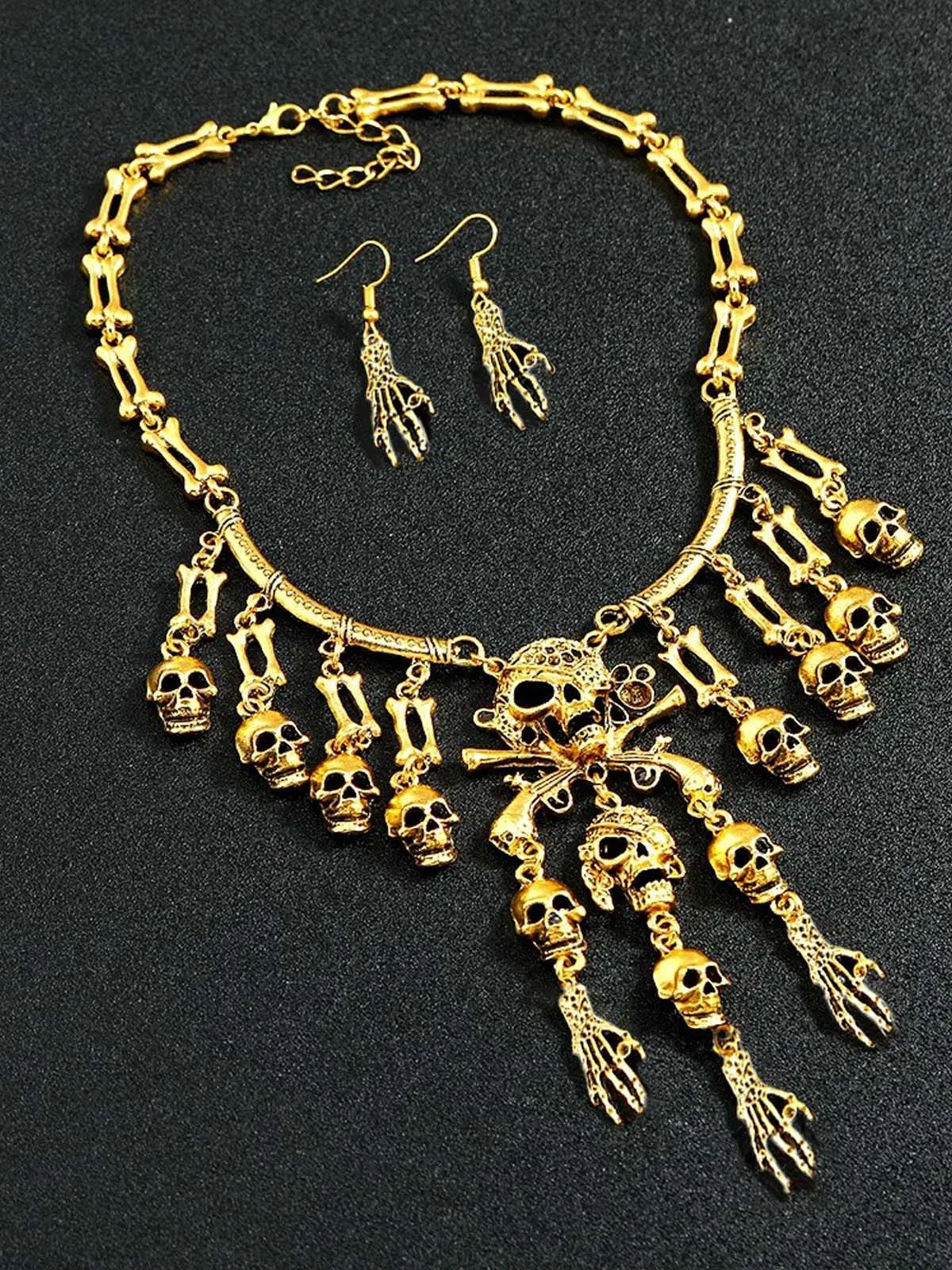 Gothic Skull Multi-layer Tassel Jewelry Set sold by Retro Stage product image thumbnail 2