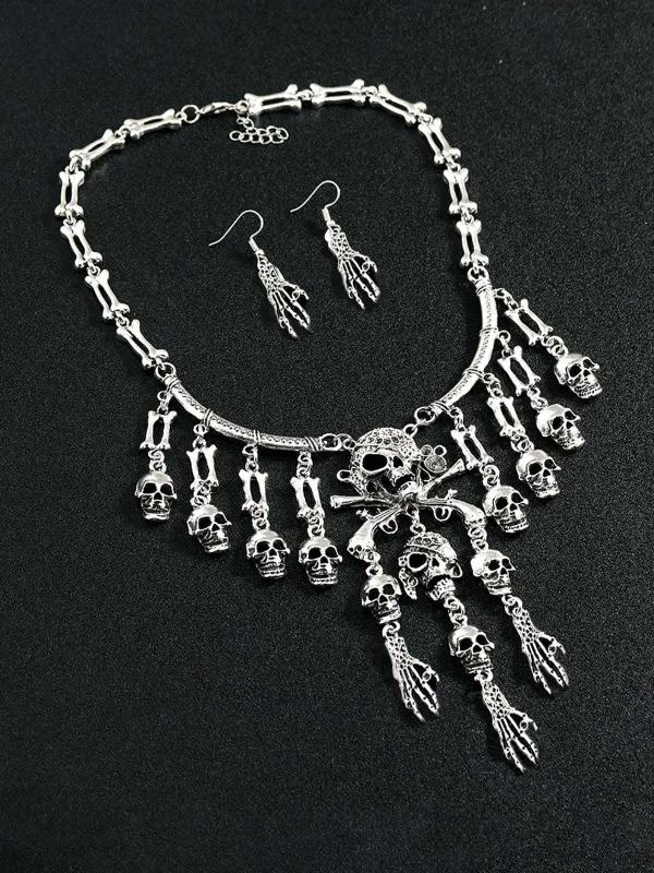 Gothic Skull Multi-layer Tassel Jewelry Set sold by Retro Stage