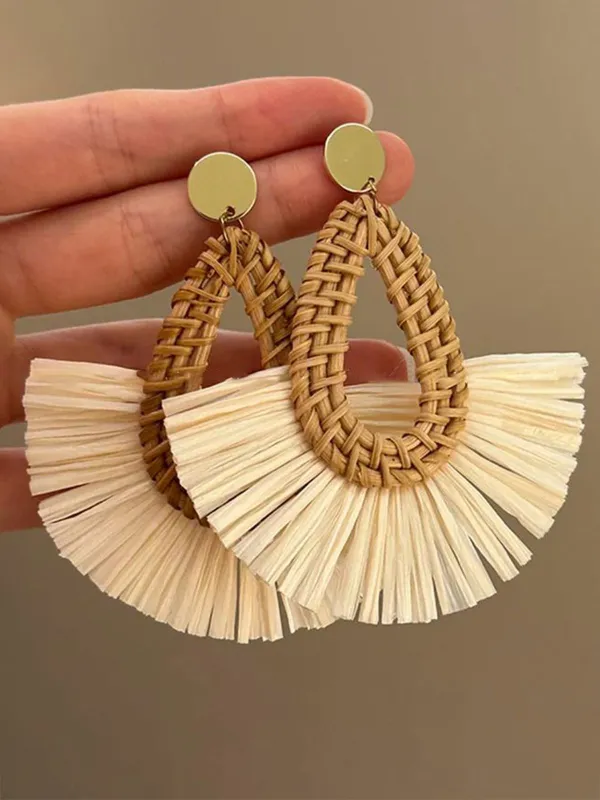 Vintage Style Rattan Statement Earrings sold by Retro Stage