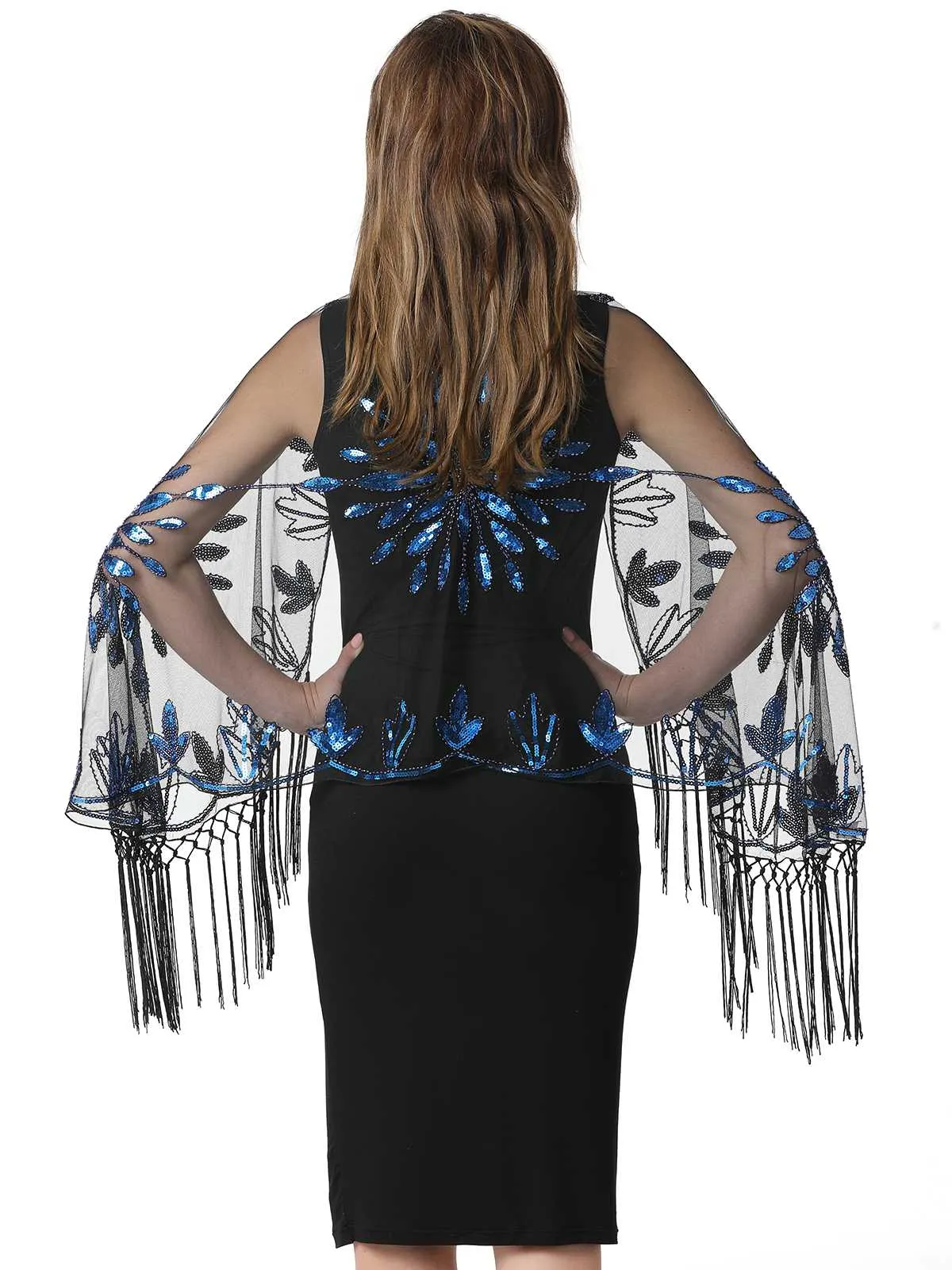1920s Tassel Sequined Mesh Cape sold by Retro Stage product image thumbnail 5