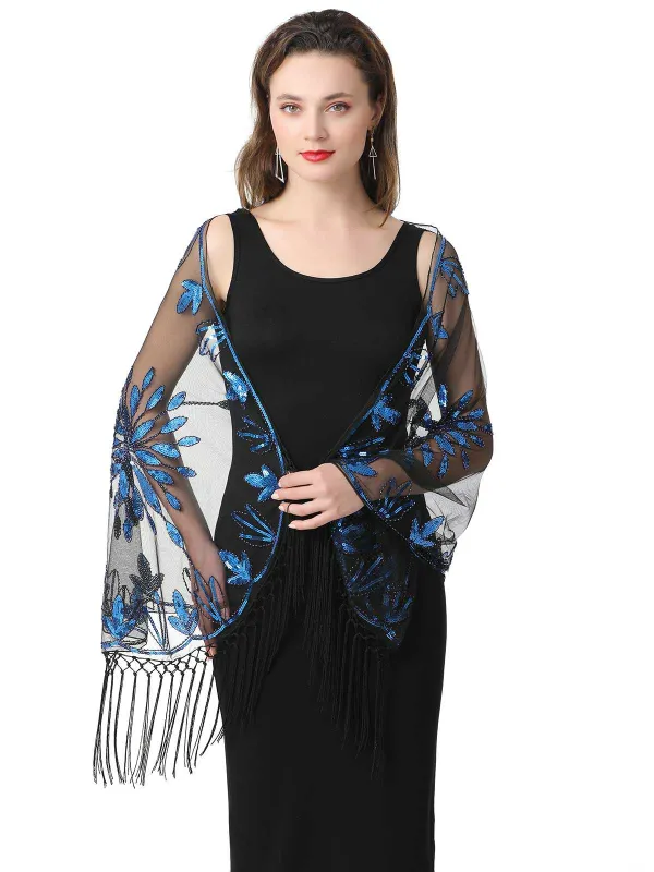 1920s Tassel Sequined Mesh Cape sold by Retro Stage