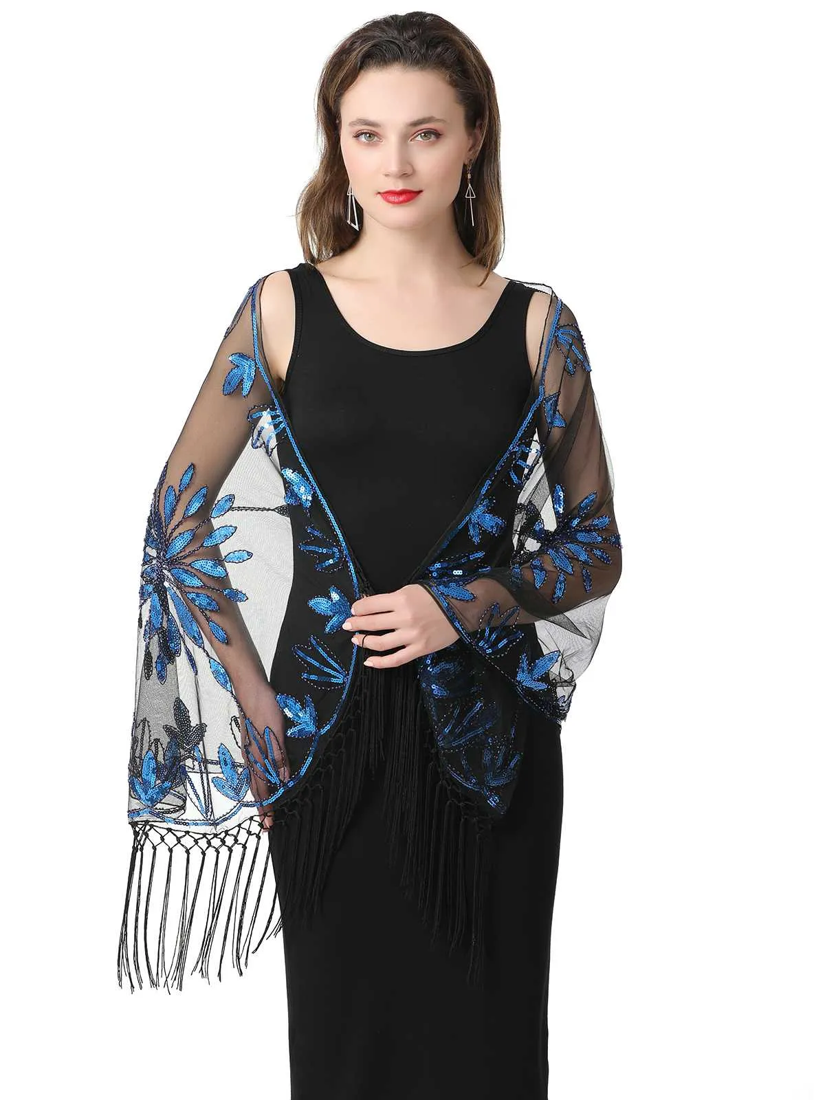 1920s Tassel Sequined Mesh Cape sold by Retro Stage