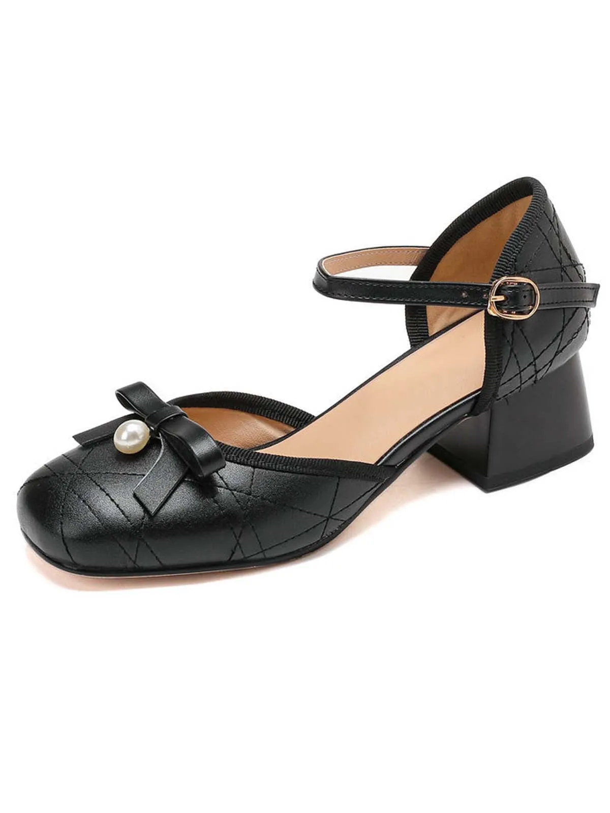 Retro Pearl Bow Mary Jane Heels sold by Retro Stage