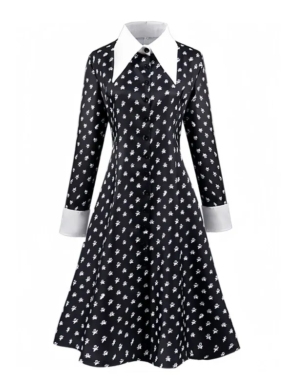 Black 1940s Wednesday Addams Style Dress sold by Retro Stage