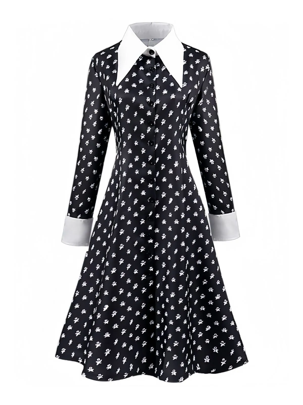Black 1940s Wednesday Addams Style Dress sold by Retro Stage