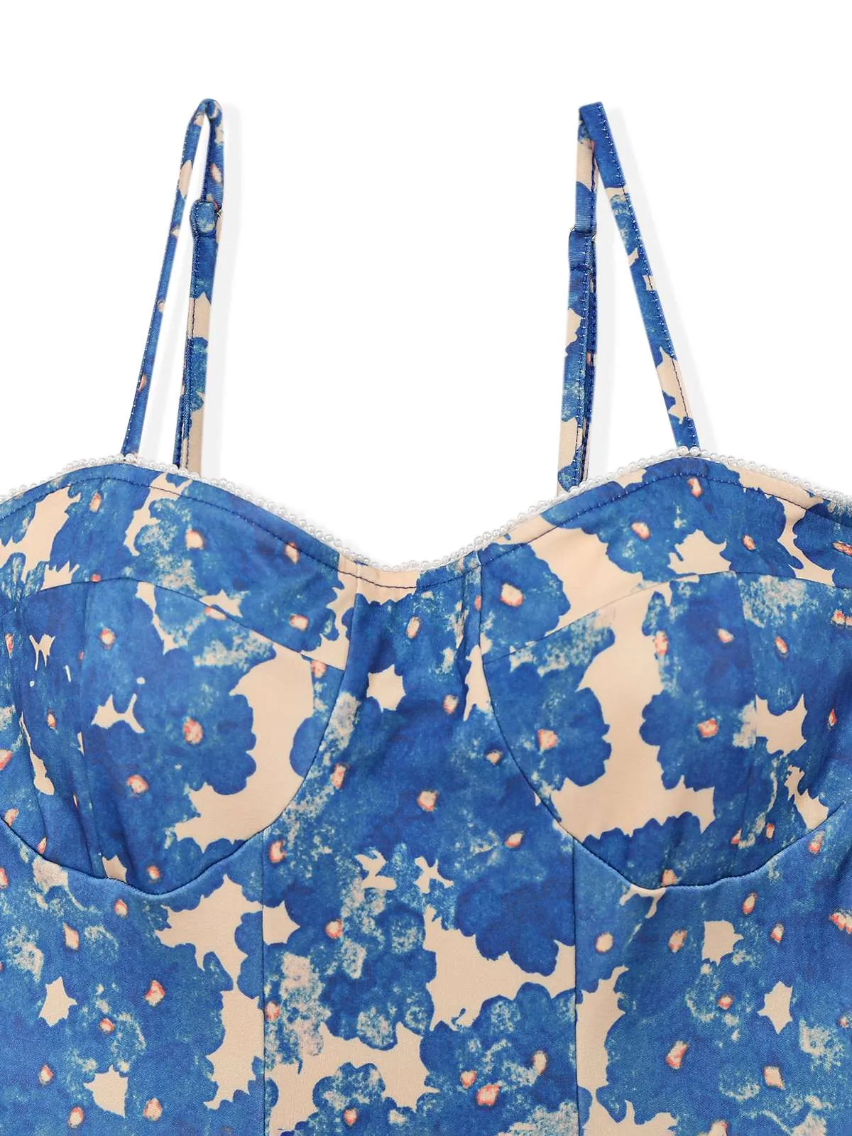 Blue 1940s Painting Floral Straps Dress sold by Retro Stage product image thumbnail 3