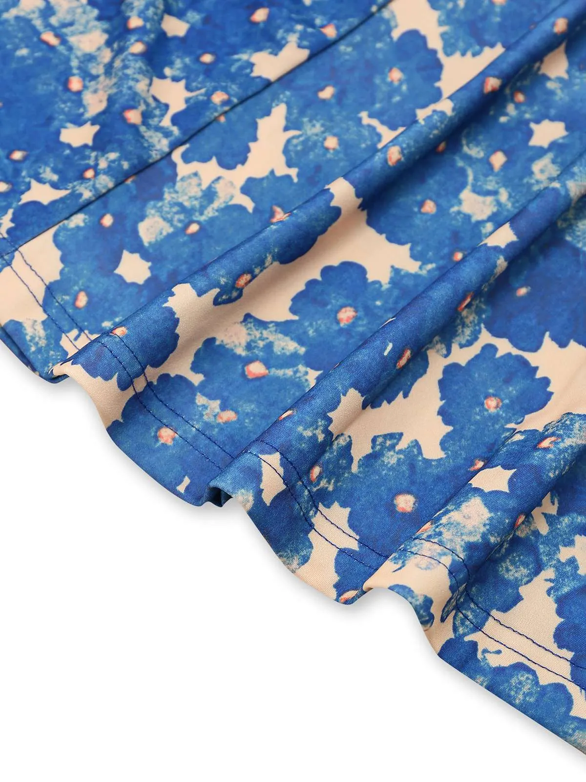 Blue 1940s Painting Floral Straps Dress sold by Retro Stage product image thumbnail 4