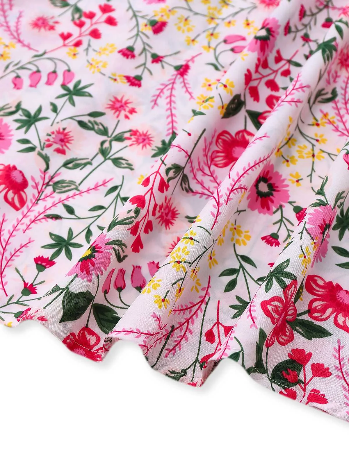 Pink 1940s Flouce Sleeve V-Neck Floral Dress sold by Retro Stage product image thumbnail 5