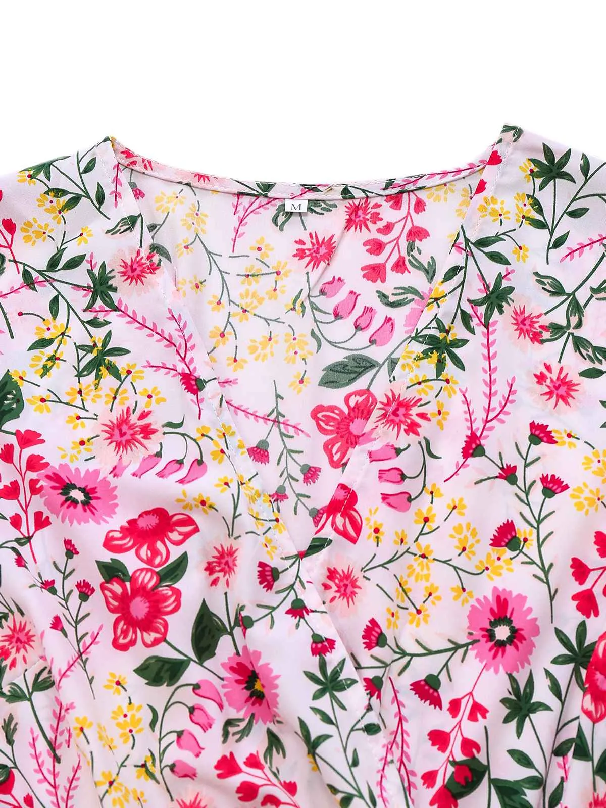 Pink 1940s Flouce Sleeve V-Neck Floral Dress sold by Retro Stage product image thumbnail 3