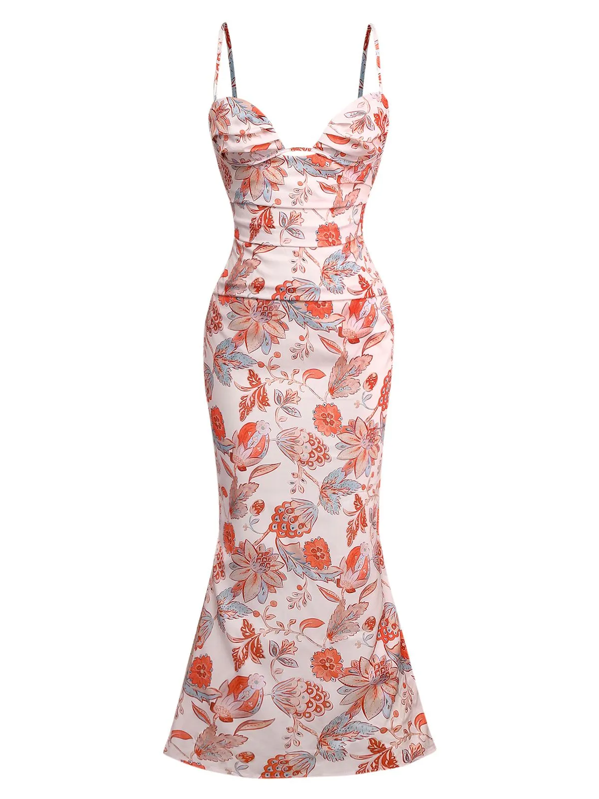 Orange 1930s Floral Strappy Maxi Dress sold by Retro Stage