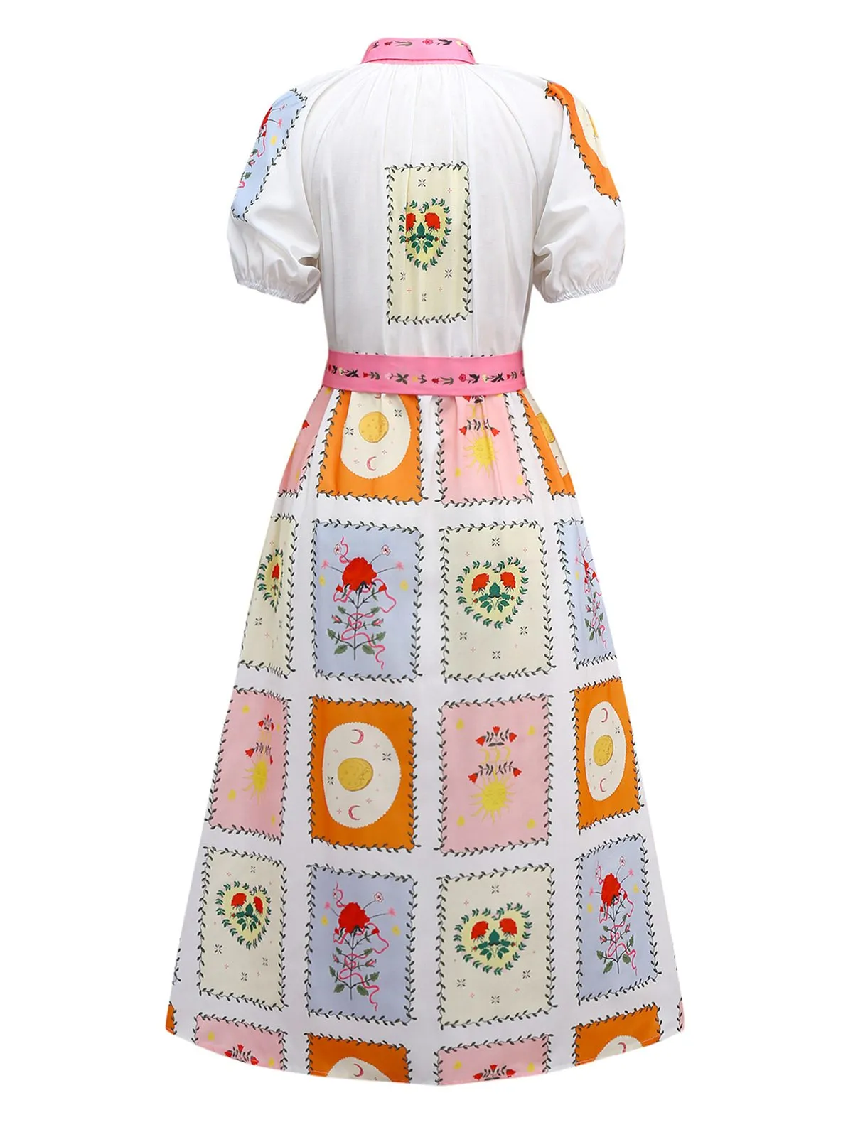 Multicolor 1930s Floral Sun Moon Belted Dress sold by Retro Stage product image thumbnail 2