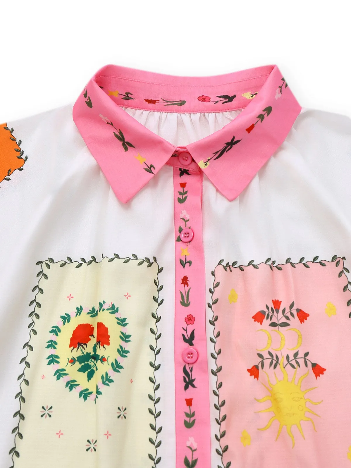 Multicolor 1930s Floral Sun Moon Belted Dress sold by Retro Stage product image thumbnail 3