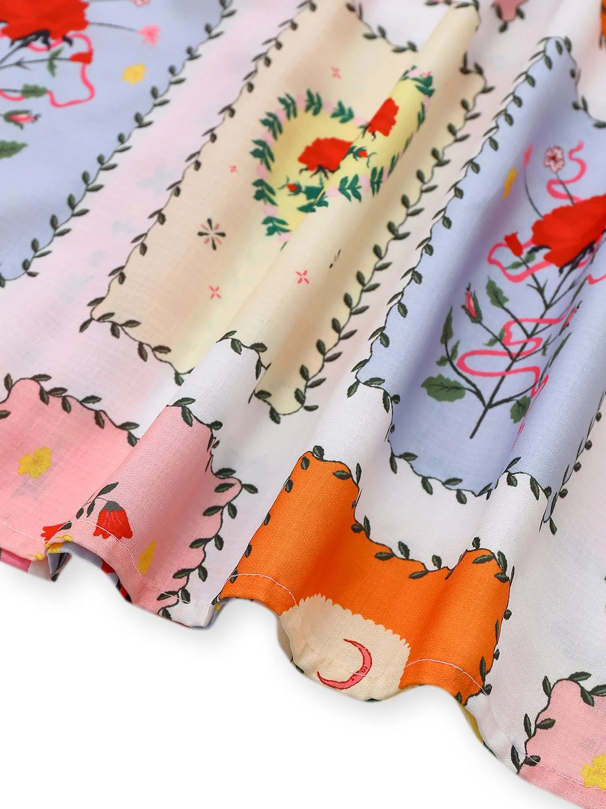 Multicolor 1930s Floral Sun Moon Belted Dress sold by Retro Stage product image thumbnail 5