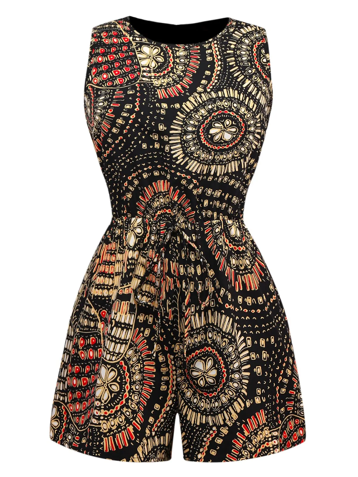 Multiclor 1970s Boho Irregular Print Romper sold by Retro Stage