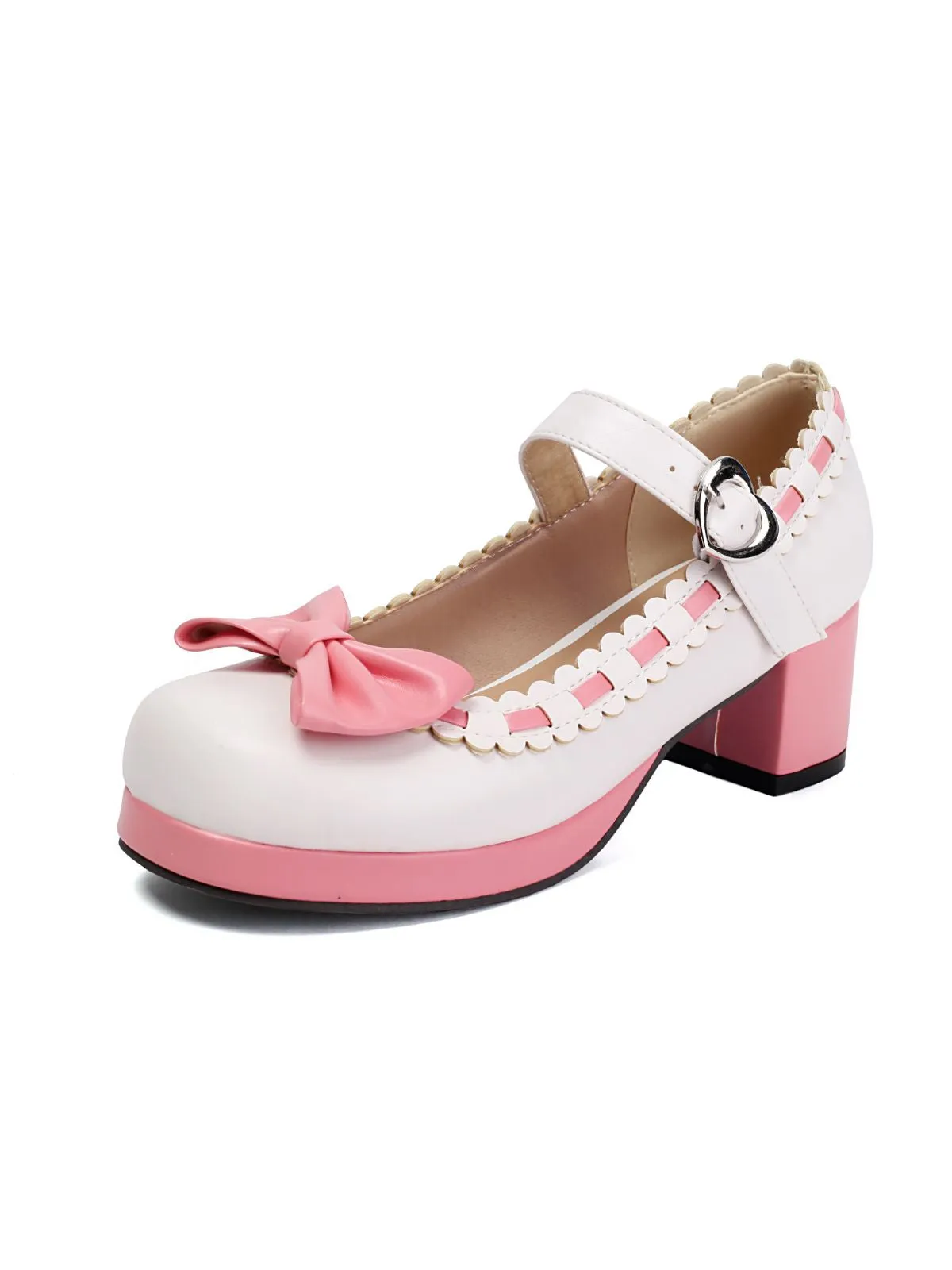 Chunky Heel Two Tone Bow Marry Jane Shoes sold by Retro Stage product image thumbnail 2