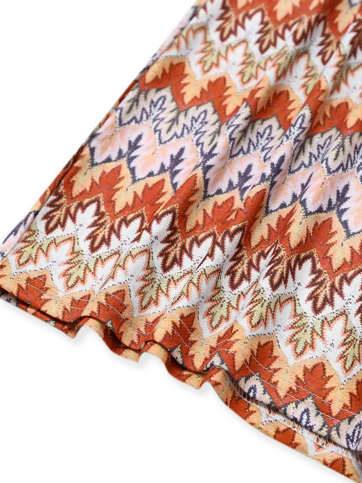 Multicolor 1970s Boho Trees Lapel Romper sold by Retro Stage product image thumbnail 5