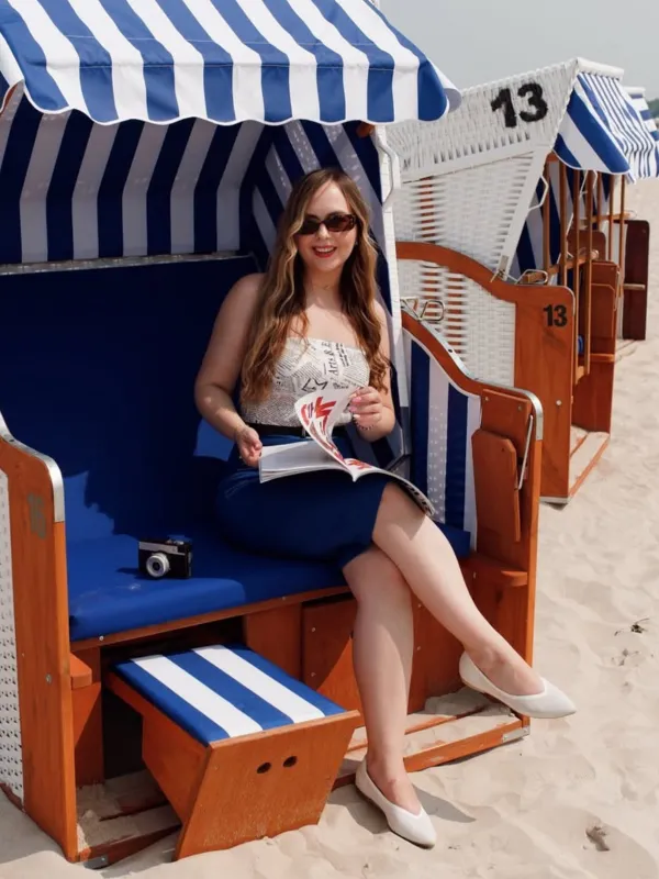 Dark Blue 1960s Bandeau Newspaper Belted Pencil Dress sold by Retro Stage