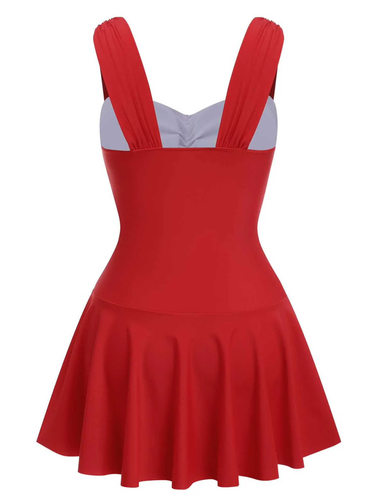 Red 1950s Pleated Solid One-Piece Swimsuit sold by Retro Stage product image thumbnail 4