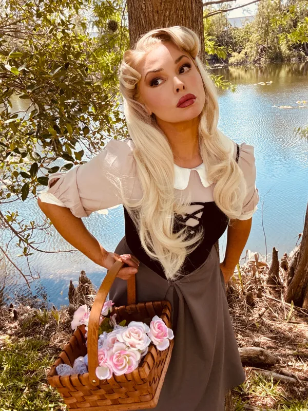 2PCS 1940s Colorblock Pink Blouse & Gray Dress made by Retro Stage