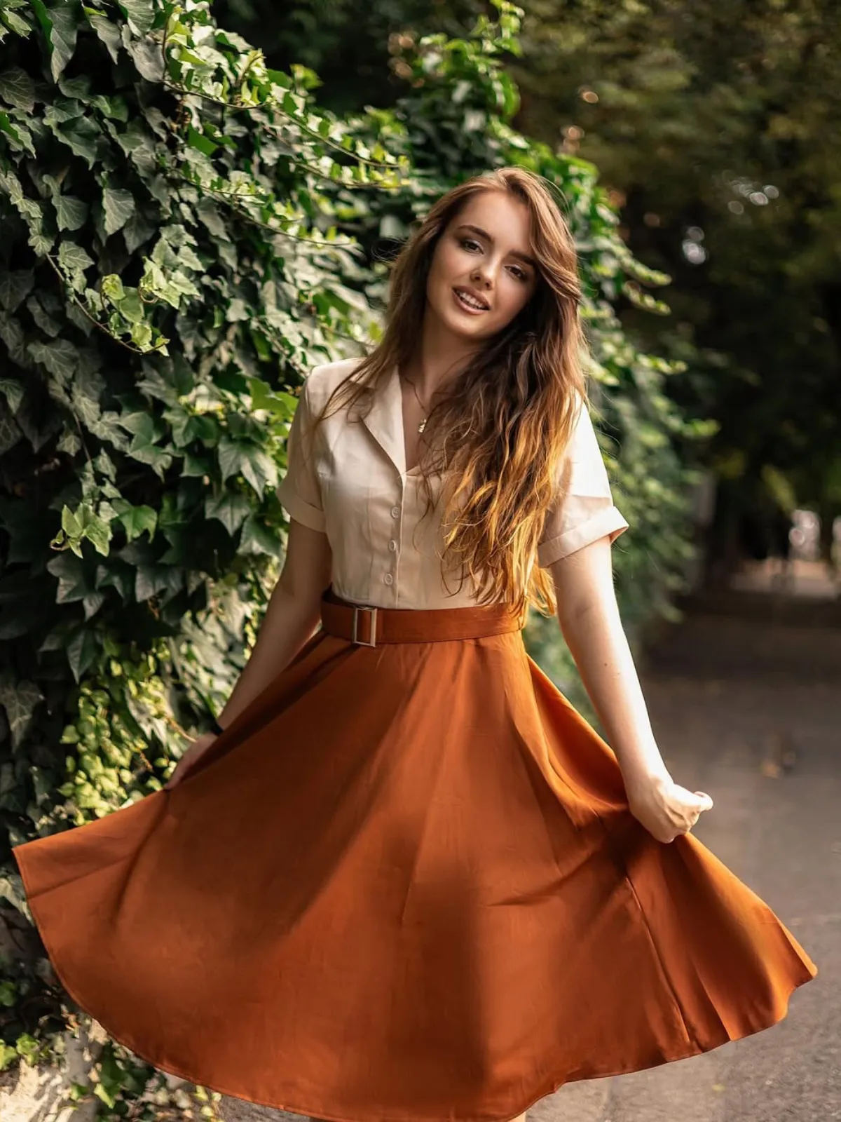 Khaki 1950s Snow White Style Button Dress sold by Retro Stage