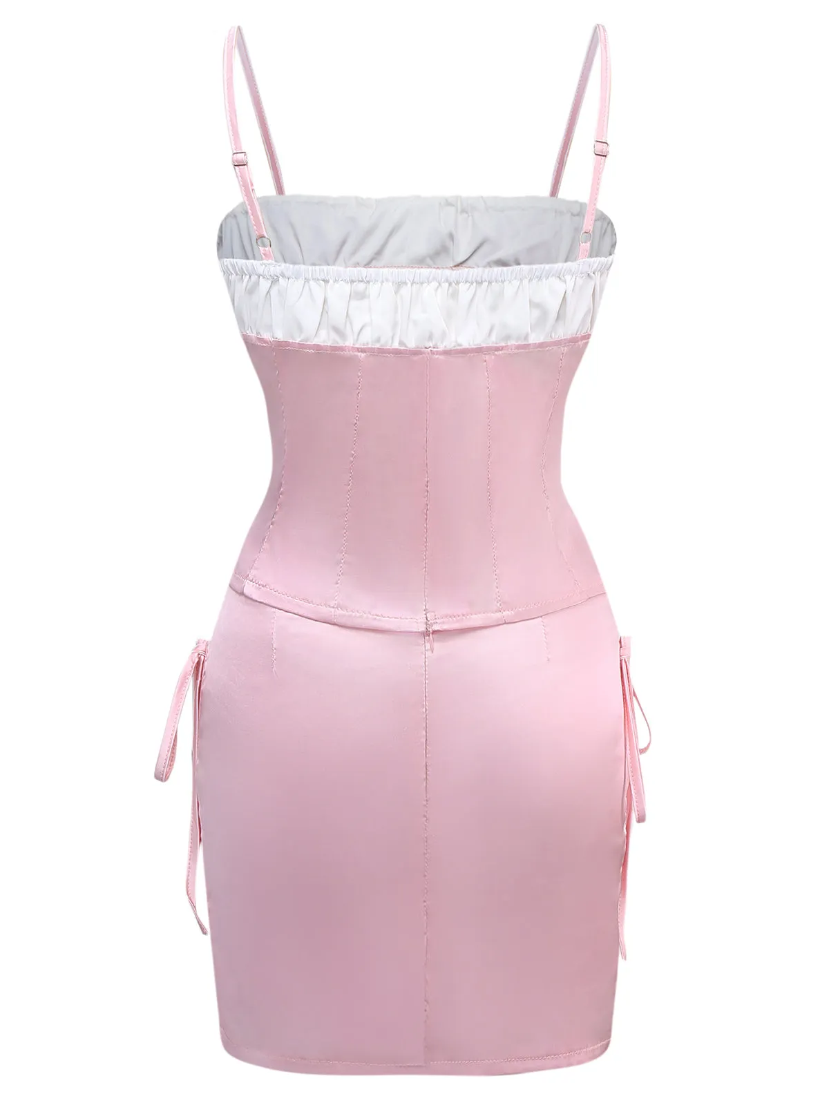 2PCS 1970s Satin Lace-Up Strap Top & Skirt sold by Retro Stage product image thumbnail 2