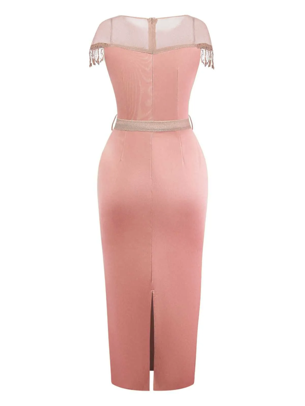 1960s Sheer Fringe Belted Bodycon Dress sold by Retro Stage product image thumbnail 2