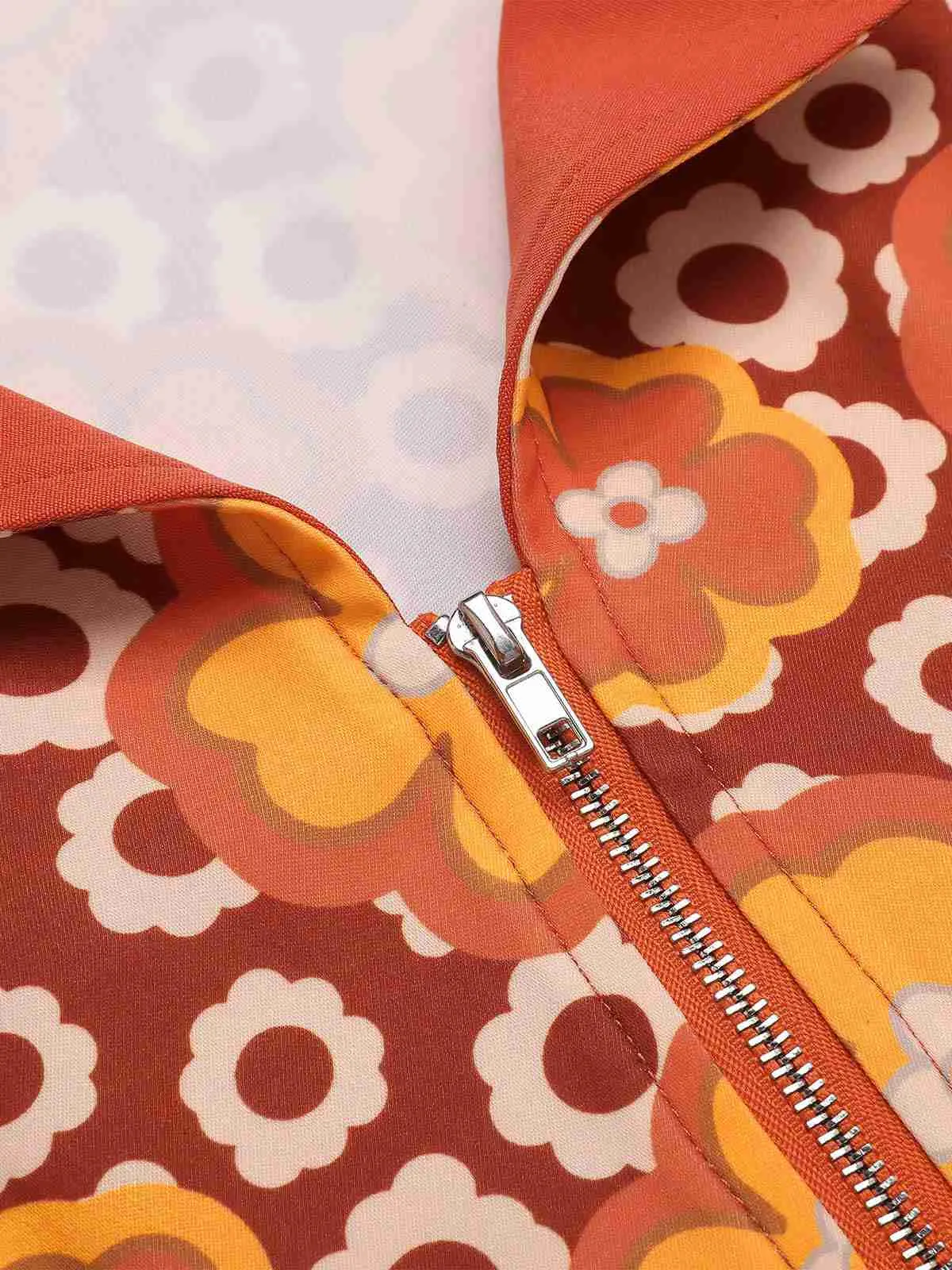 Orange 1960s Cartoon Floral Lapel Romper sold by Retro Stage product image thumbnail 5