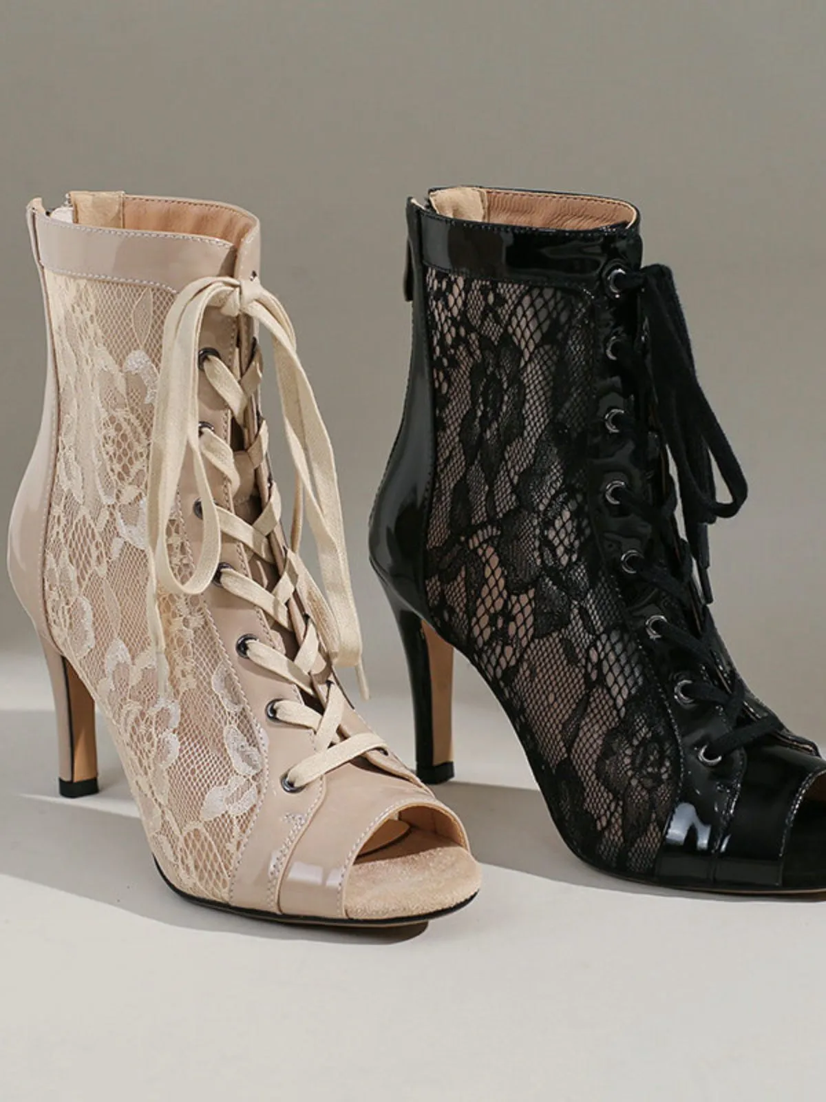 Mesh Patchwork Peep Toe High Heel Sandals sold by Retro Stage product image thumbnail 2