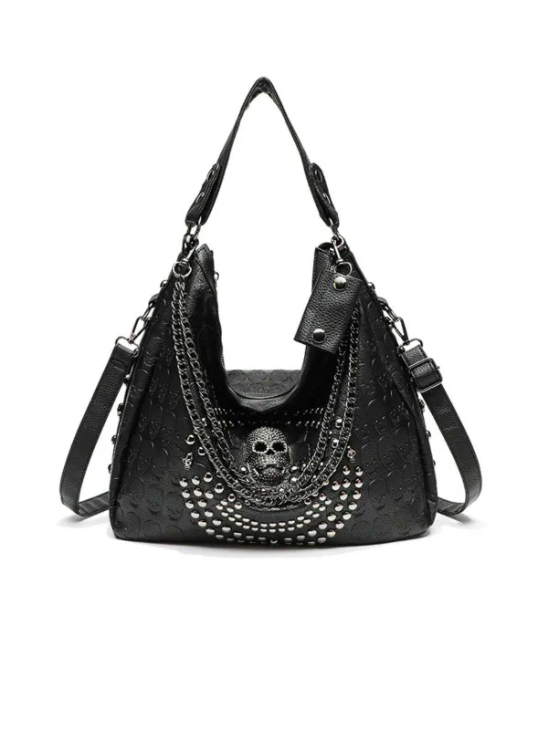 Gothic Skull Studded Chain Hobo Bag sold by Retro Stage