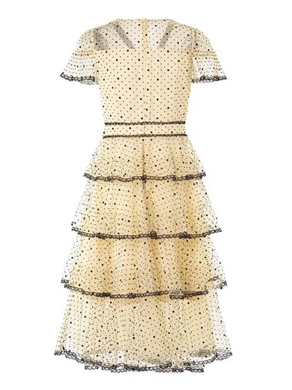 1950s Polka Dots Bow Mesh Tiered Dress sold by Retro Stage product image thumbnail 4